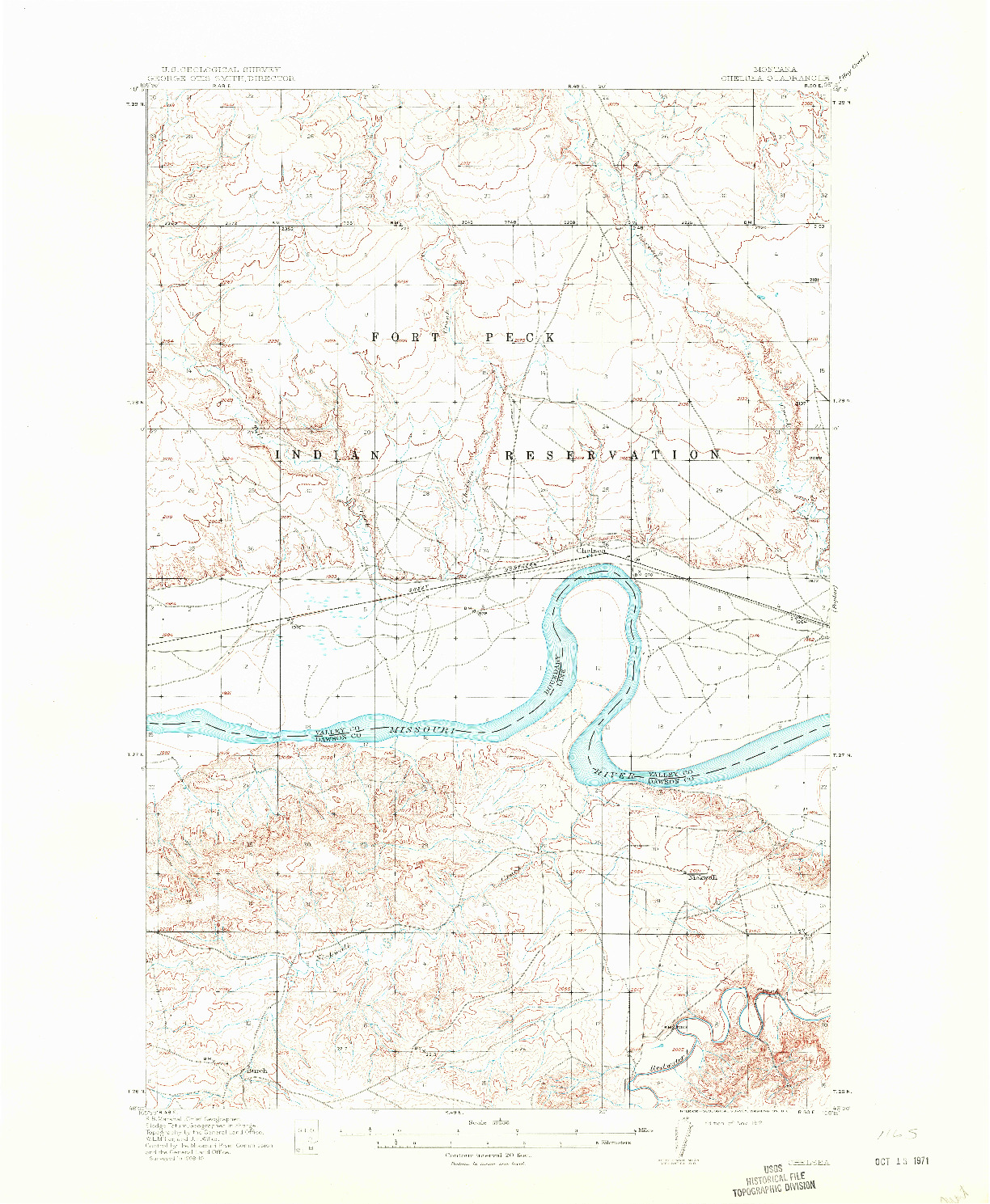 USGS 1:62500-SCALE QUADRANGLE FOR CHELSEA, MT 1912