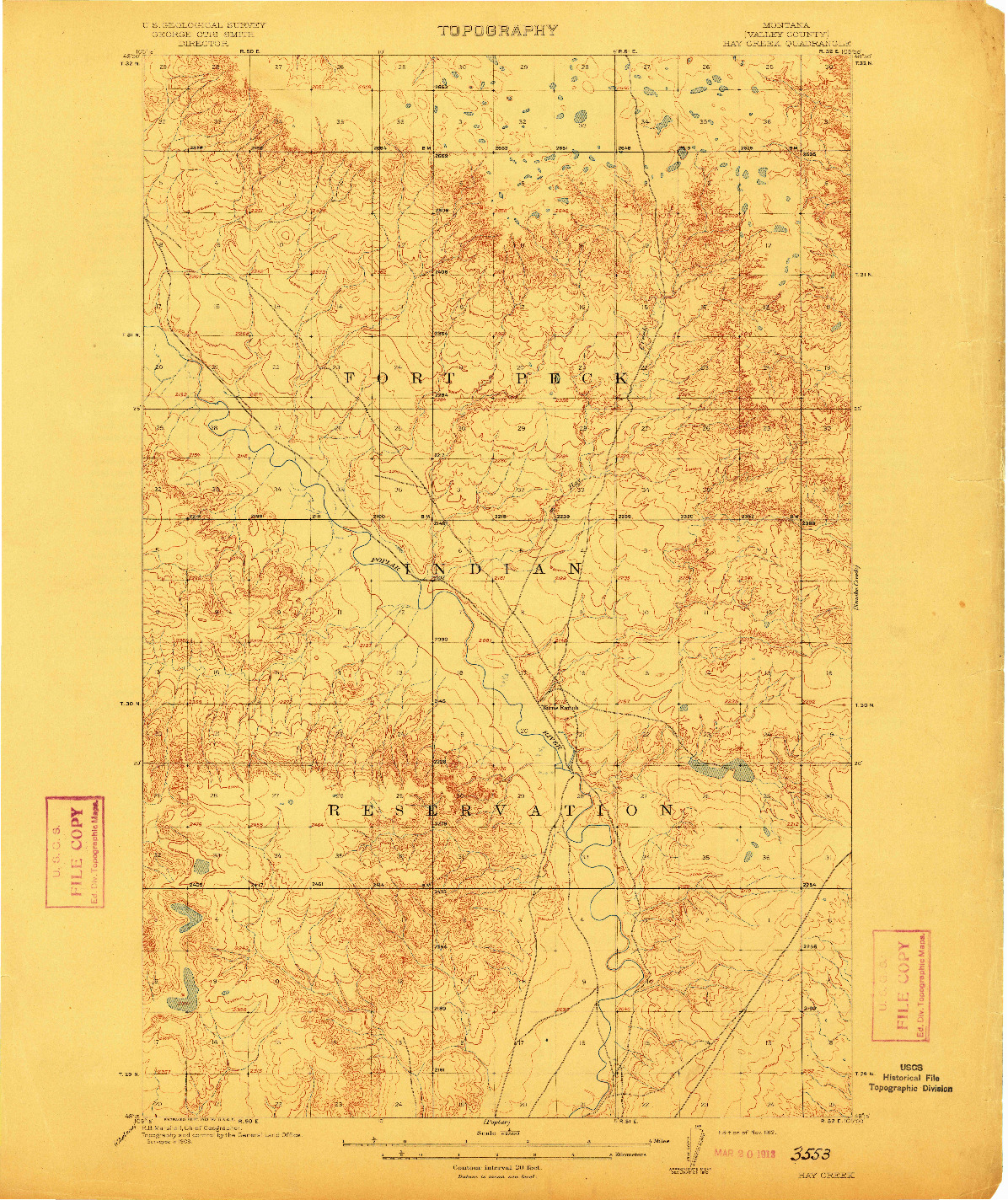 USGS 1:62500-SCALE QUADRANGLE FOR HAY CREEK, MT 1912