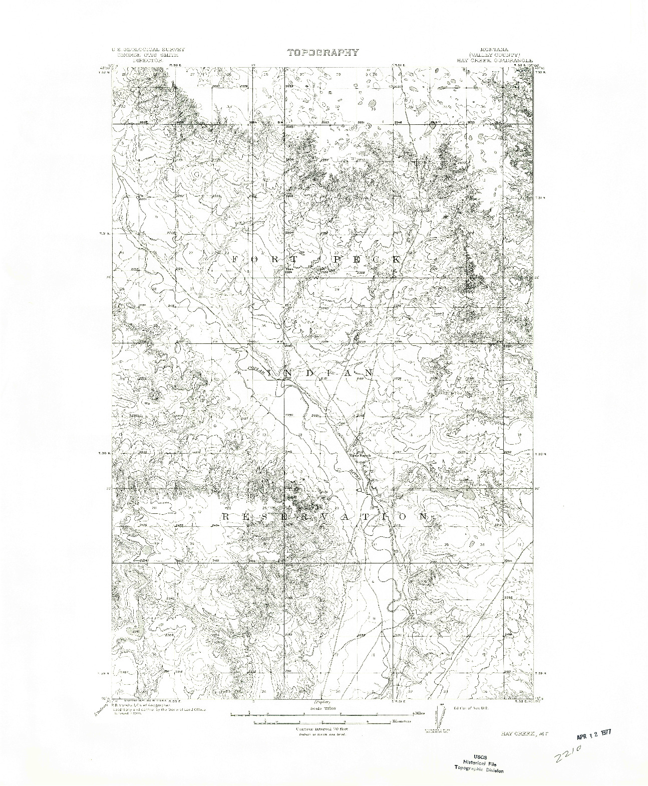 USGS 1:62500-SCALE QUADRANGLE FOR HAY CREEK, MT 1912