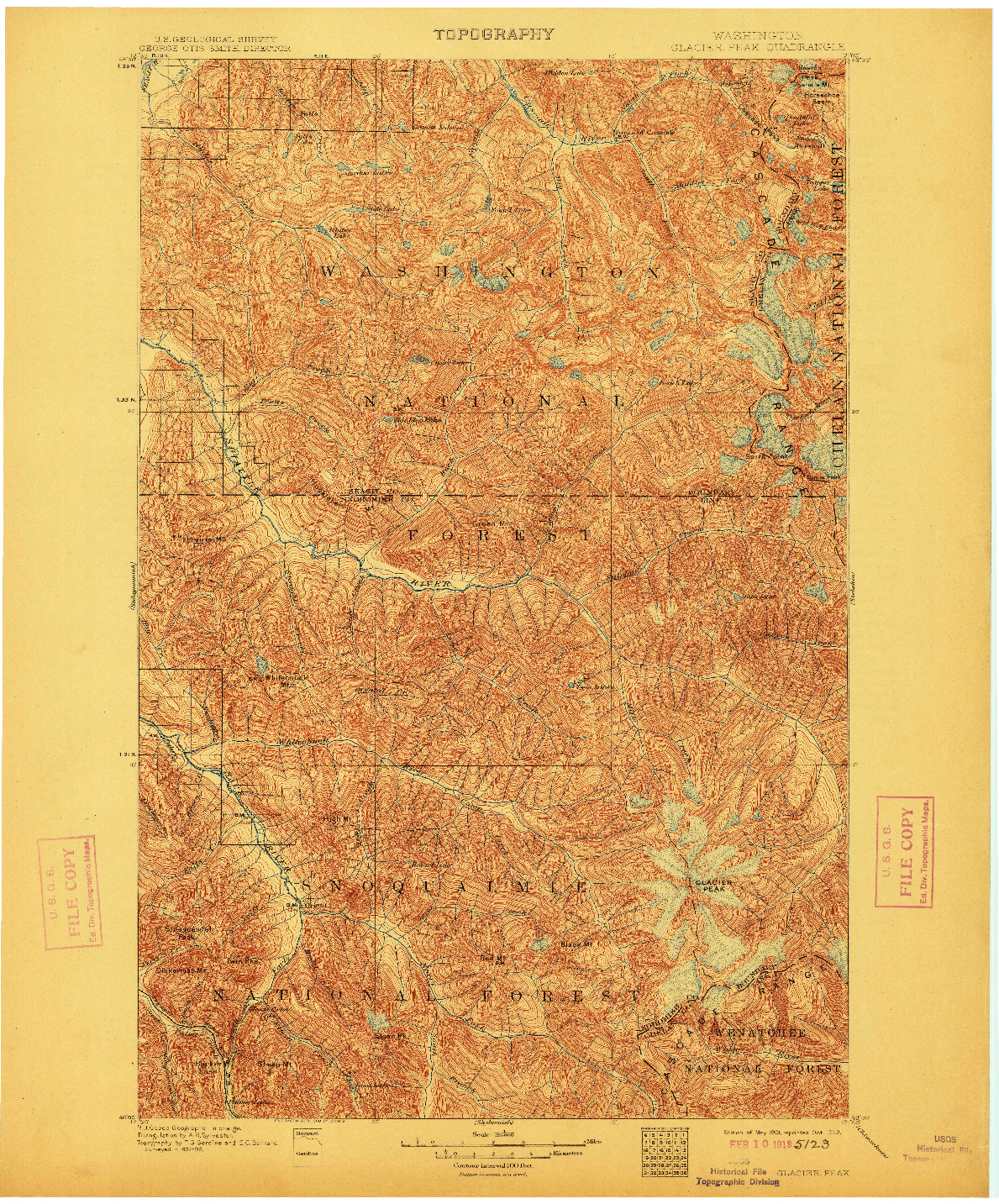 USGS 1:125000-SCALE QUADRANGLE FOR GLACIER PEAK, WA 1901