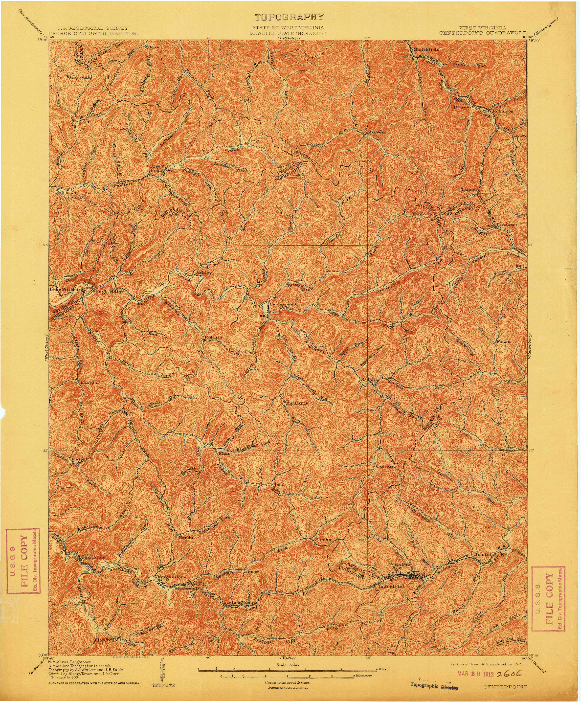 USGS 1:62500-SCALE QUADRANGLE FOR CENTERPOINT, WV 1905