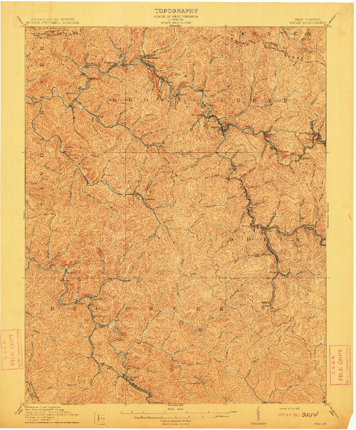 USGS 1:62500-SCALE QUADRANGLE FOR WELCH, WV 1912