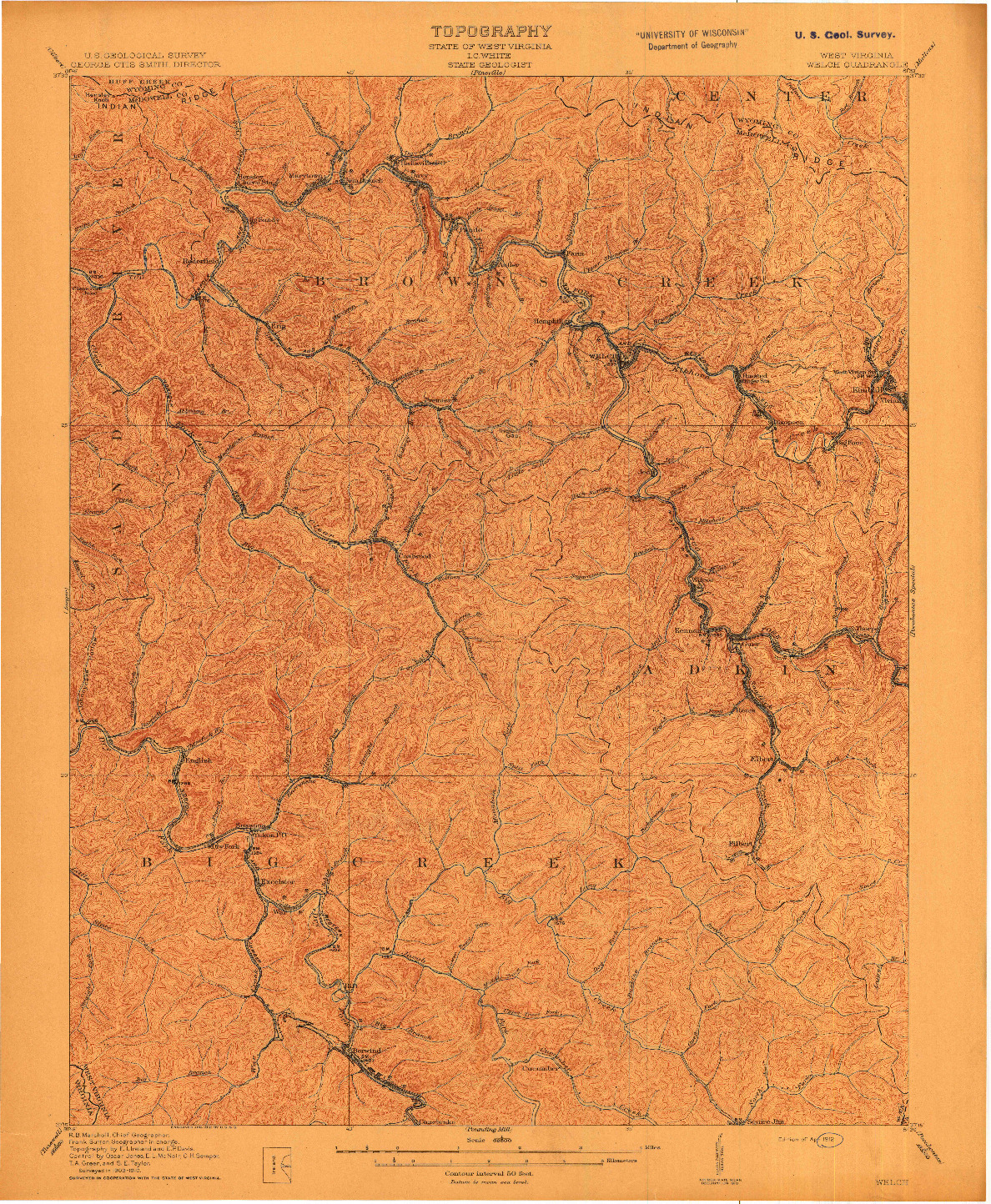 USGS 1:62500-SCALE QUADRANGLE FOR WELCH, WV 1912