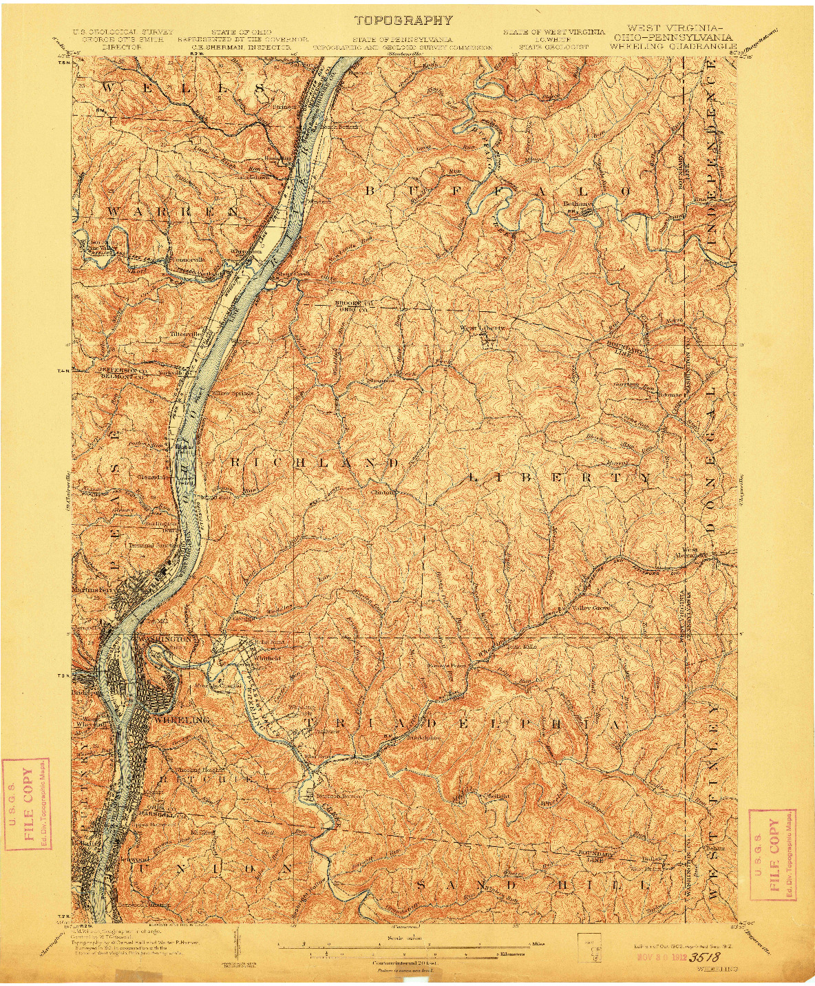 USGS 1:62500-SCALE QUADRANGLE FOR WHEELING, WV 1902