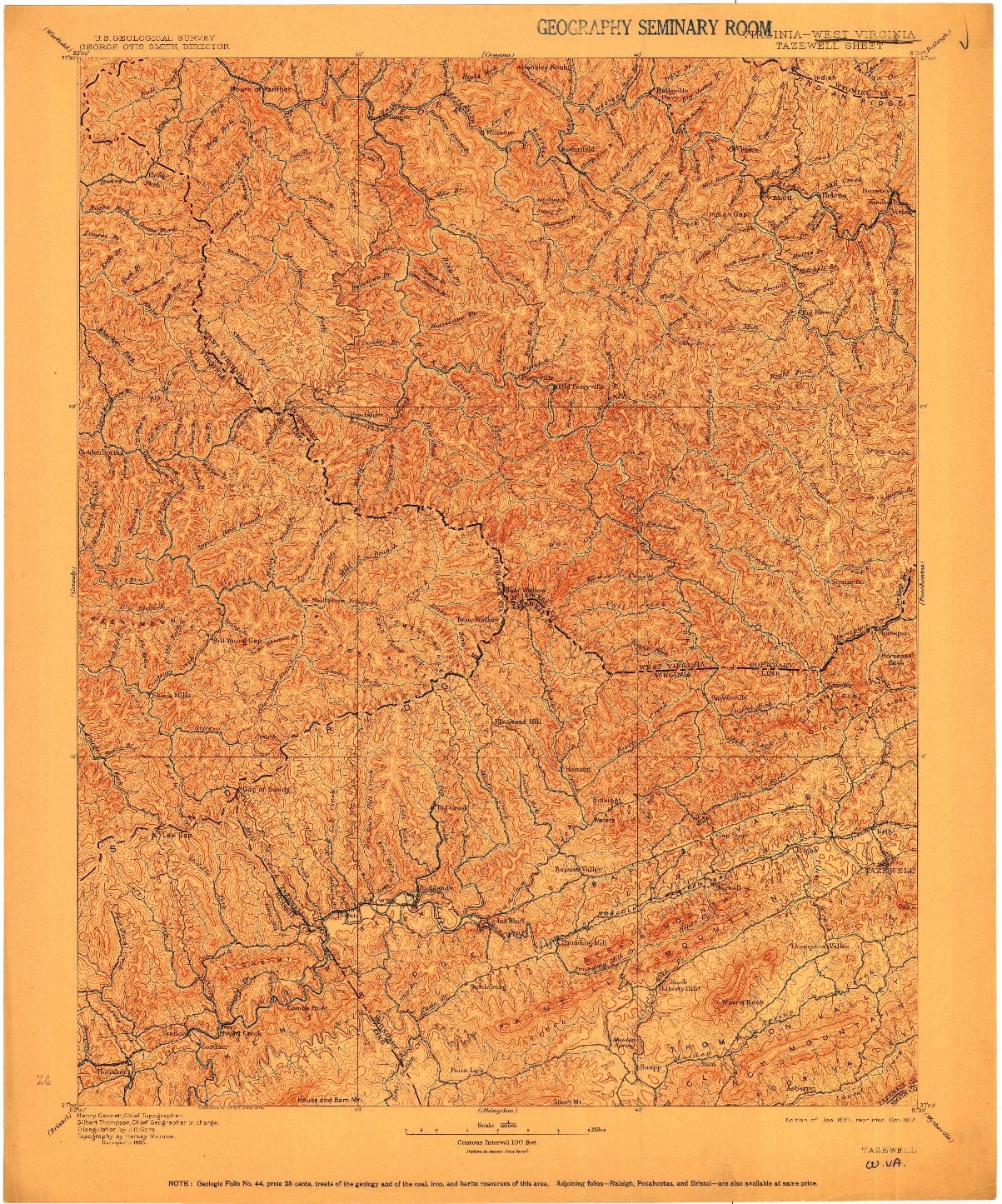 USGS 1:125000-SCALE QUADRANGLE FOR TAZEWELL, WV 1897