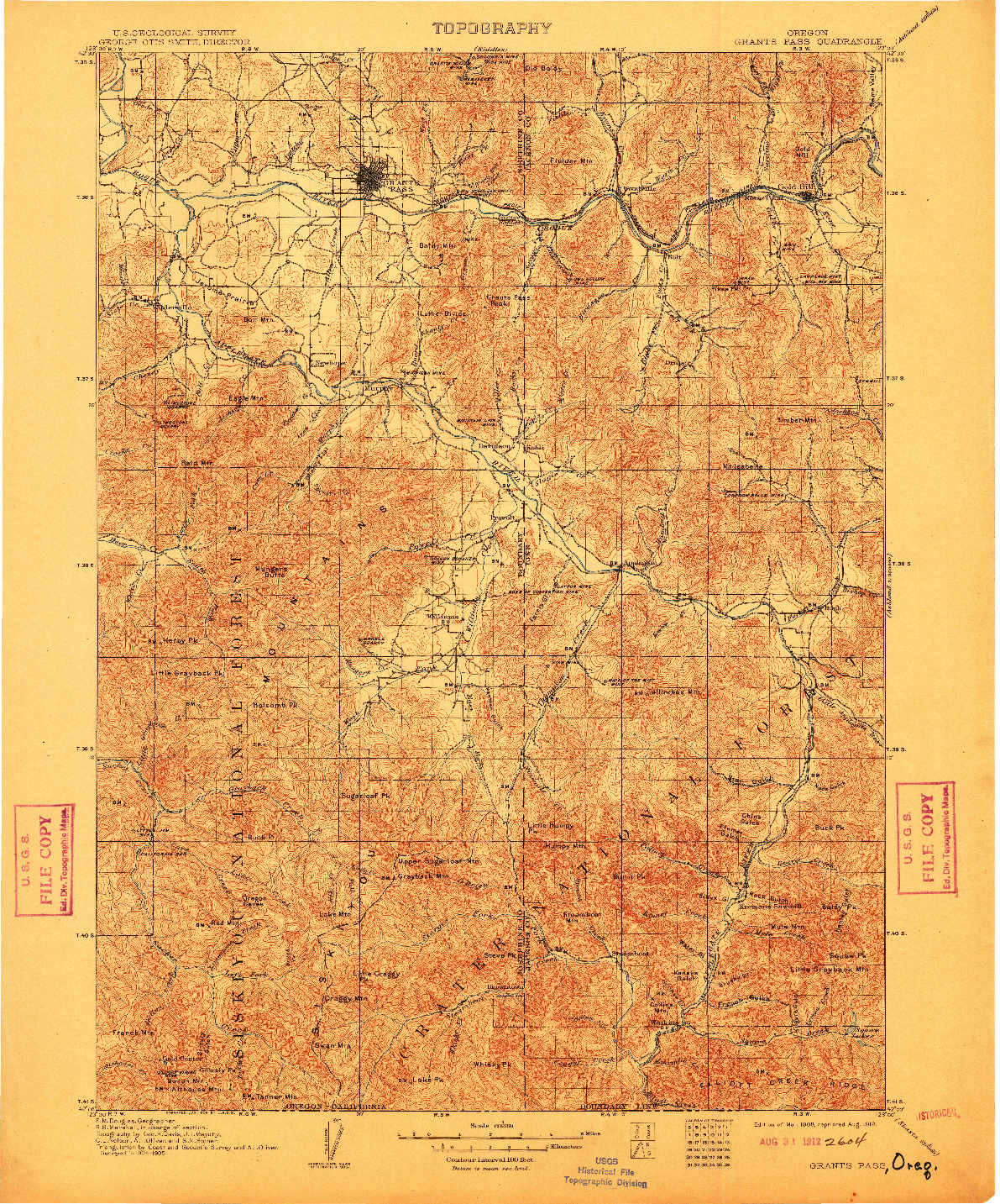 USGS 1:125000-SCALE QUADRANGLE FOR GRANTS PASS, OR 1908