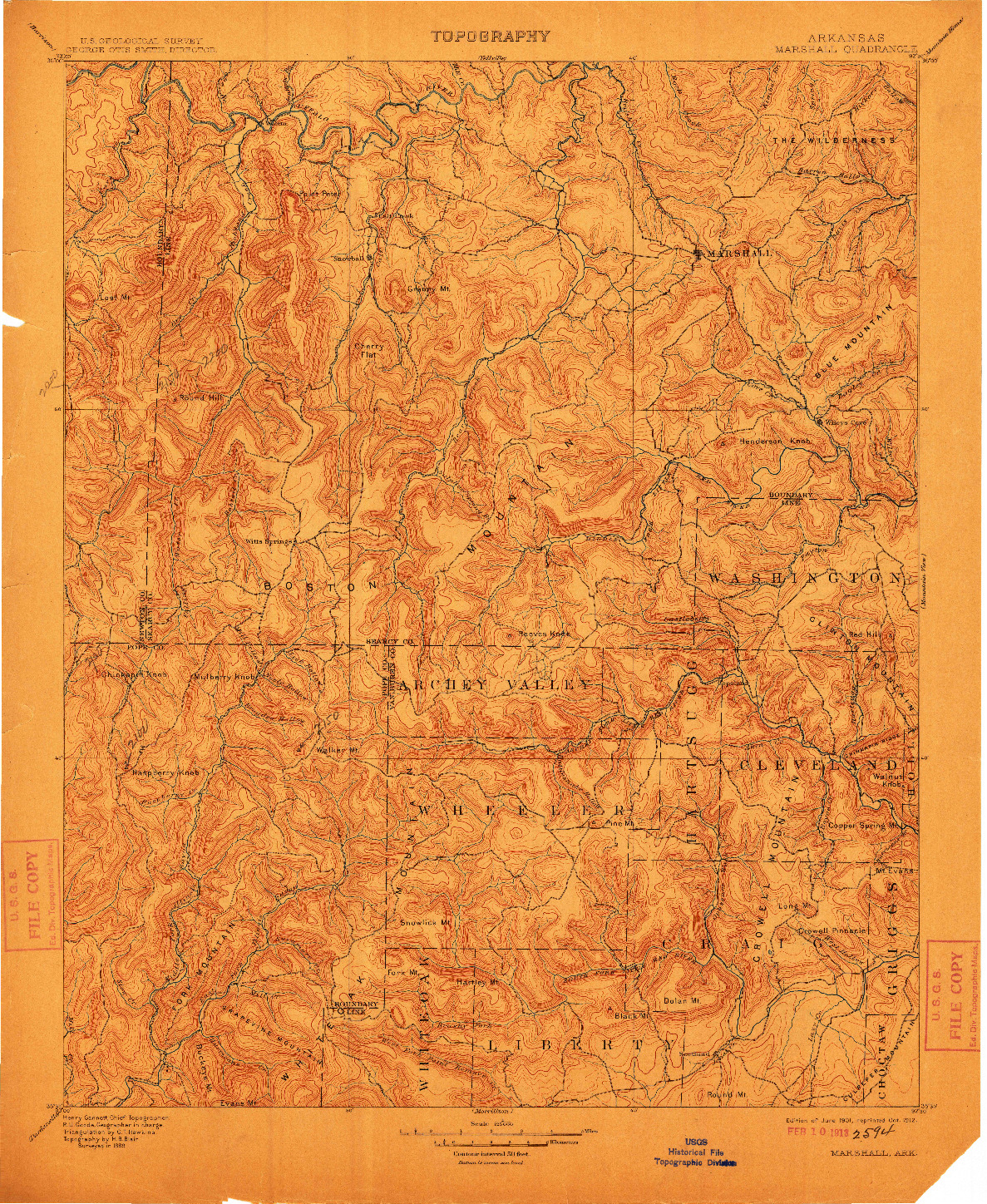 USGS 1:125000-SCALE QUADRANGLE FOR MARSHALL, AR 1901
