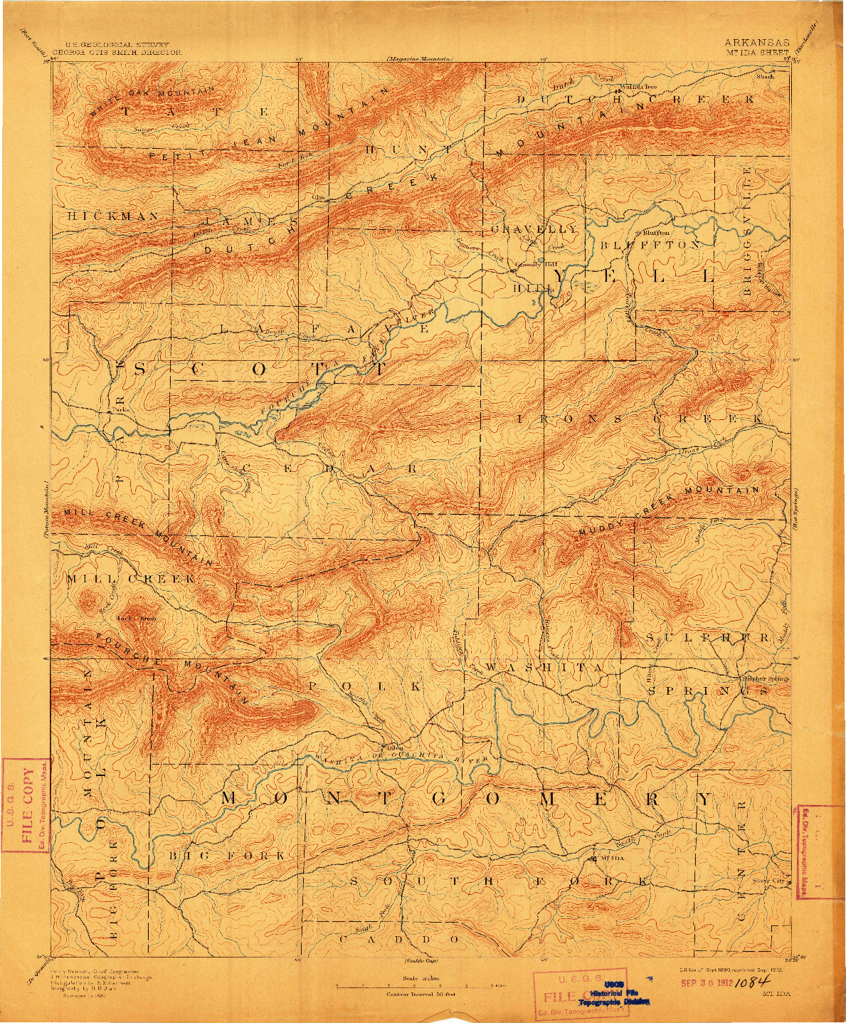 USGS 1:125000-SCALE QUADRANGLE FOR MOUNT IDA, AR 1890