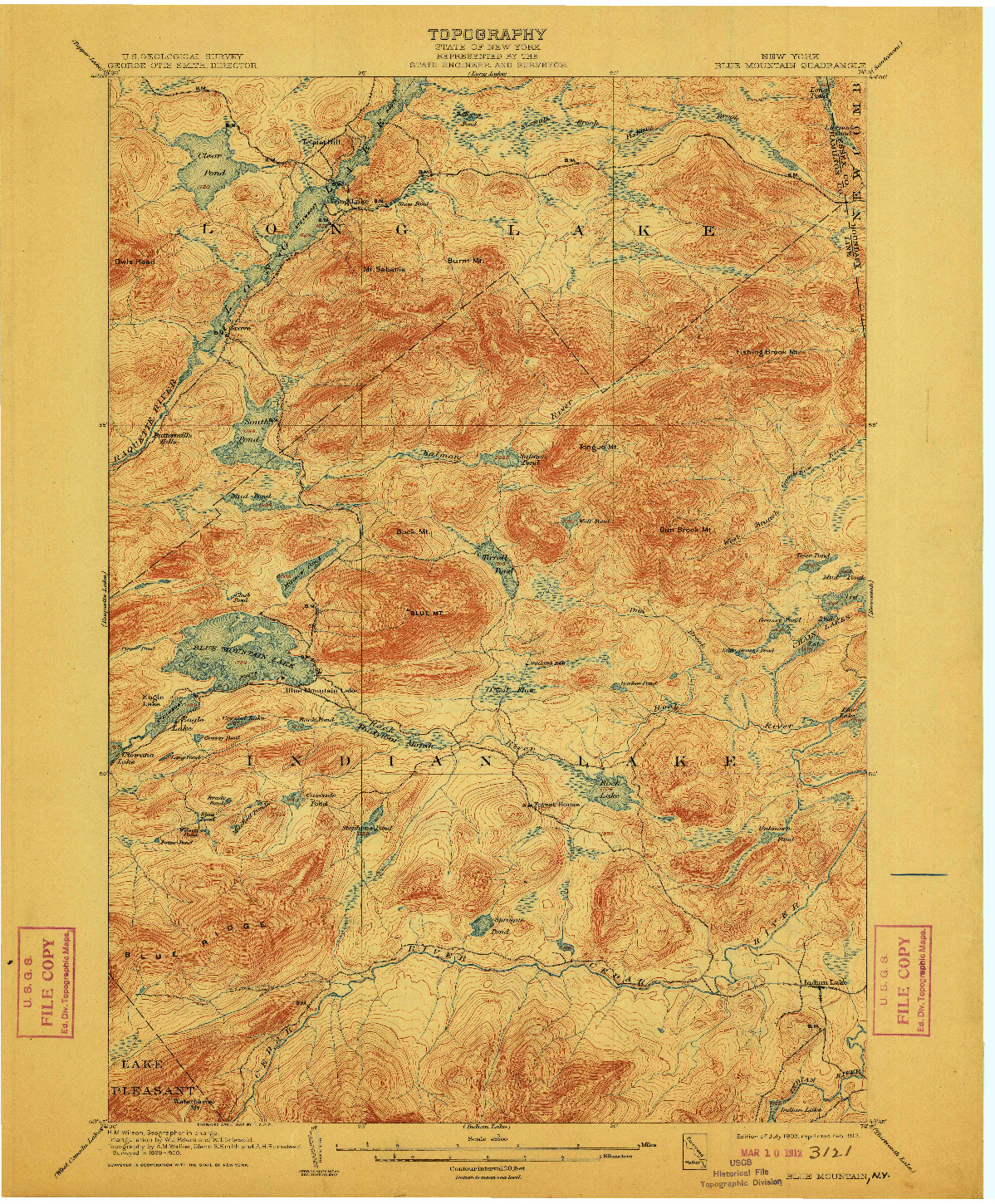 USGS 1:62500-SCALE QUADRANGLE FOR BLUE MOUNTAIN, NY 1903