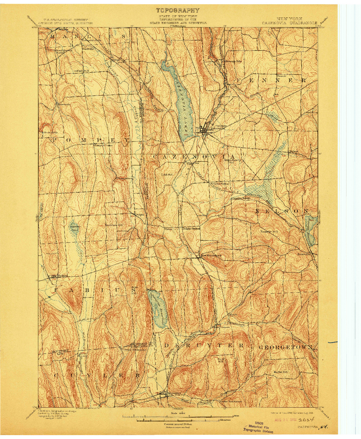 USGS 1:62500-SCALE QUADRANGLE FOR CAZENOVIA, NY 1899