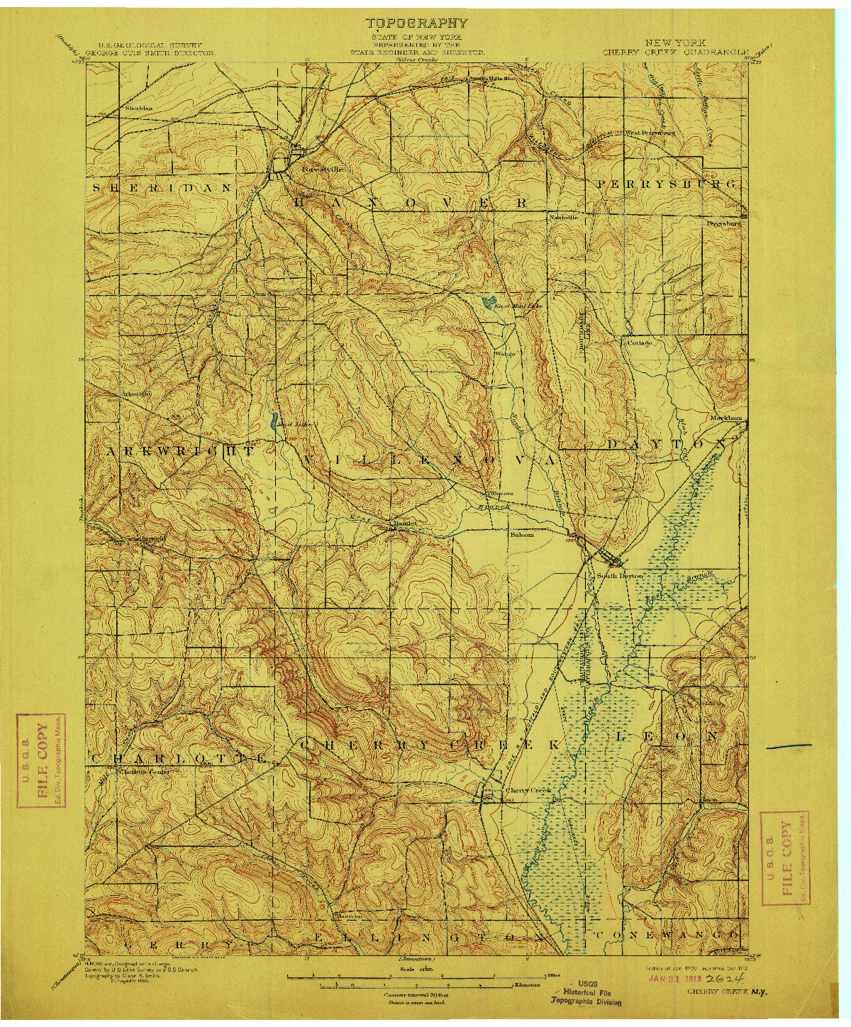 USGS 1:62500-SCALE QUADRANGLE FOR CHERRY CREEK, NY 1900