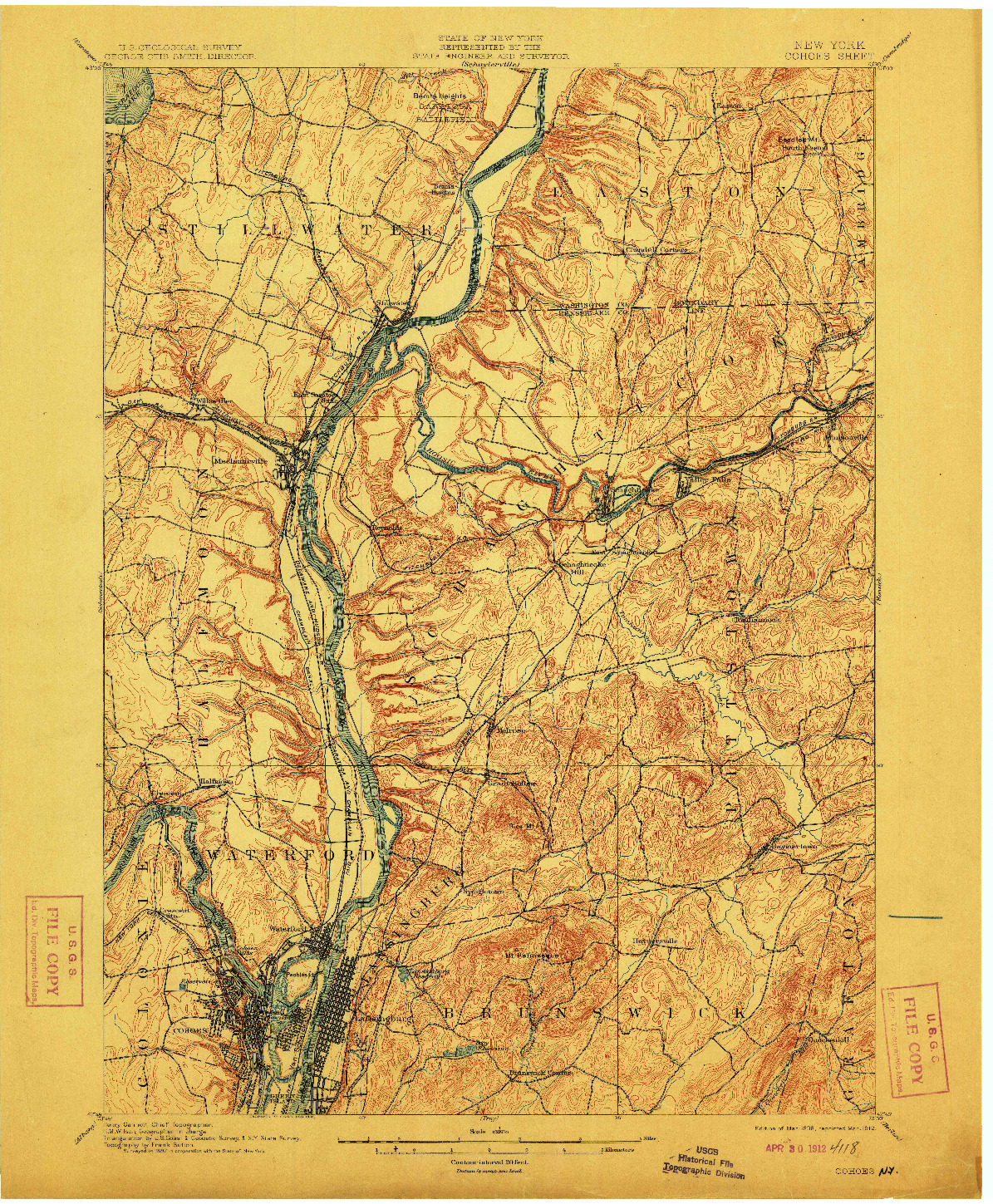 USGS 1:62500-SCALE QUADRANGLE FOR COHOES, NY 1898