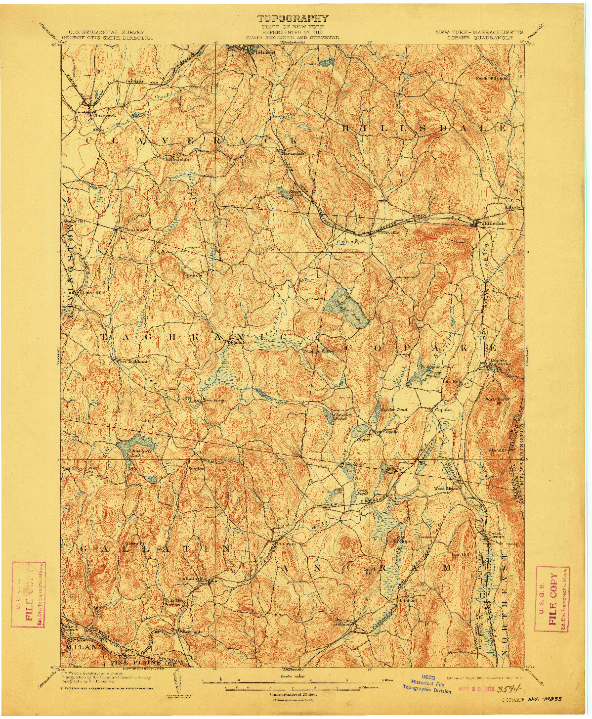 USGS 1:62500-SCALE QUADRANGLE FOR COPAKE, NY 1904