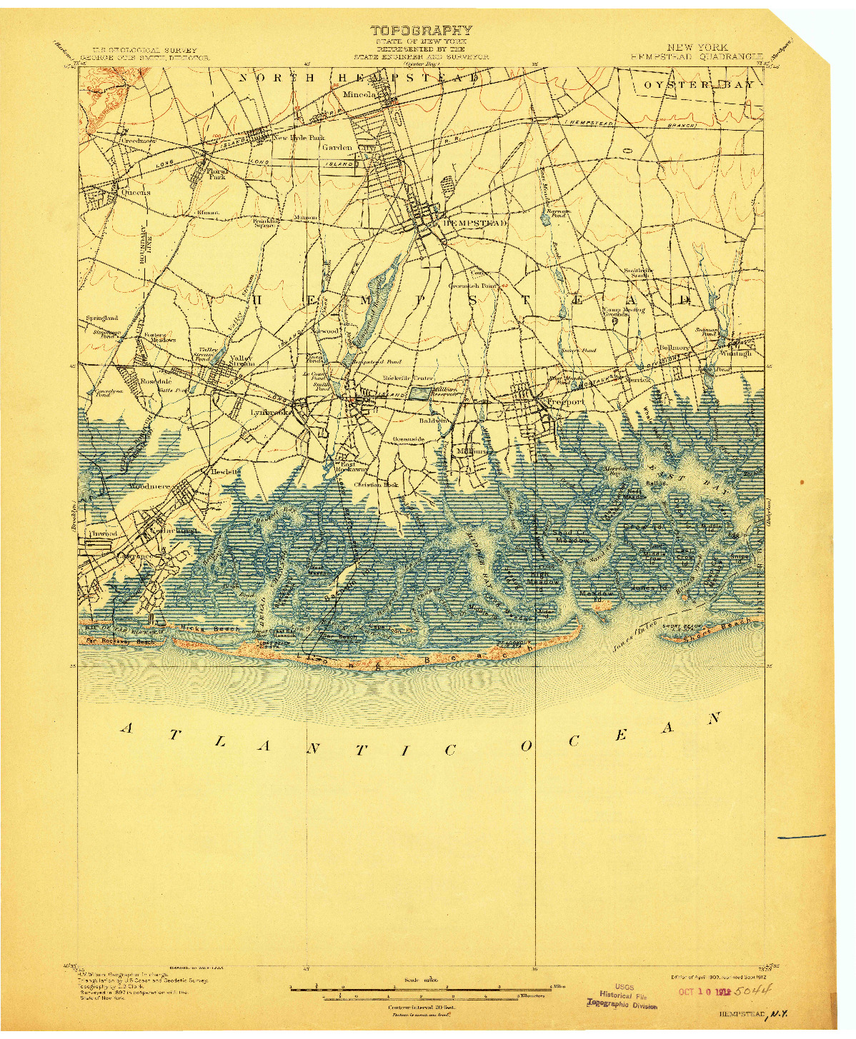 USGS 1:62500-SCALE QUADRANGLE FOR HEMPSTEAD, NY 1903