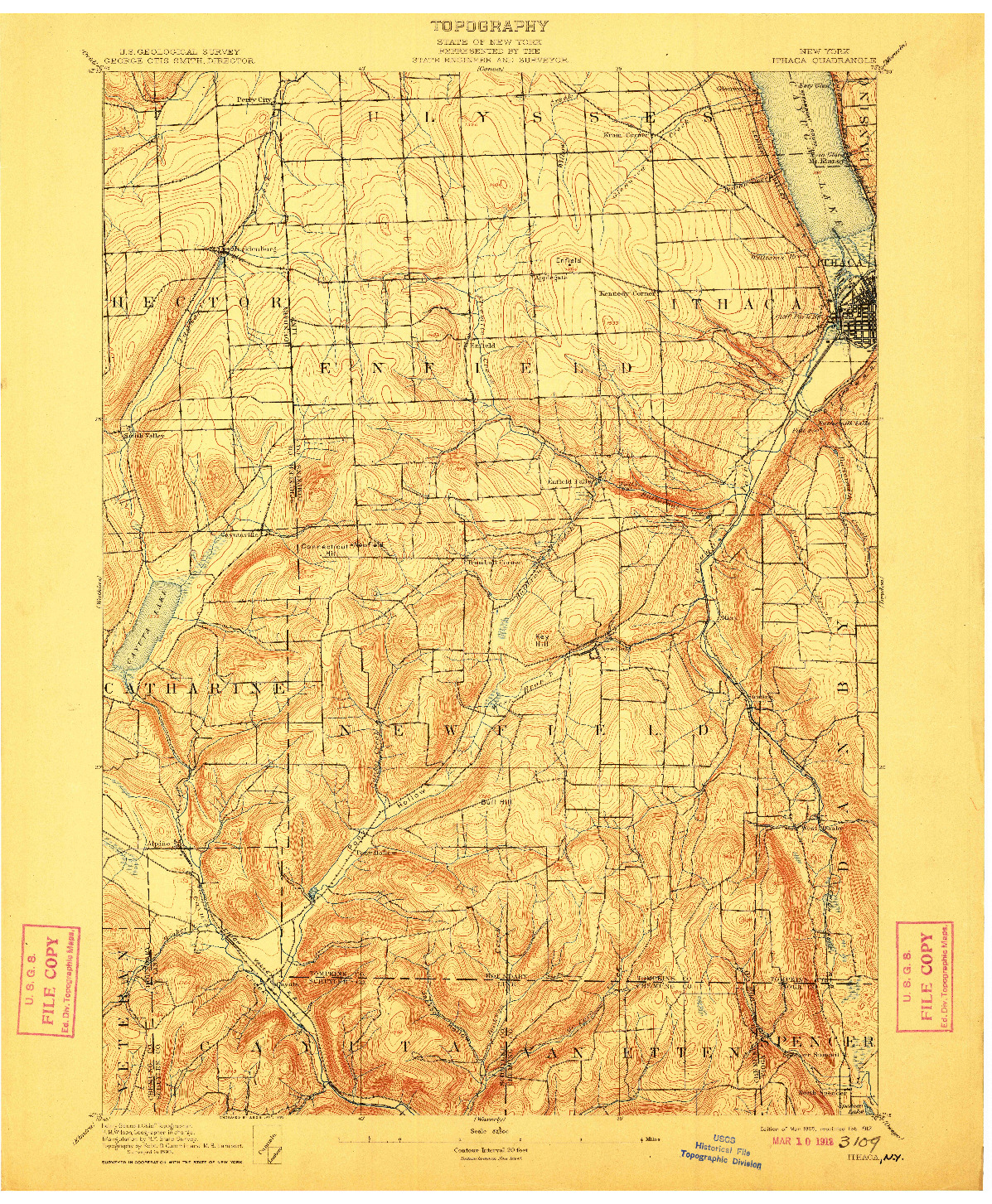 USGS 1:62500-SCALE QUADRANGLE FOR ITHACA, NY 1895