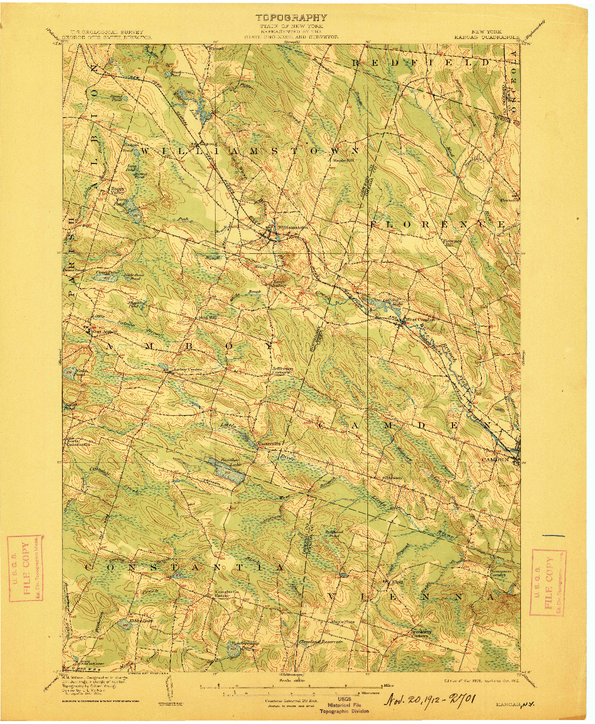 USGS 1:62500-SCALE QUADRANGLE FOR KASOAG, NY 1906