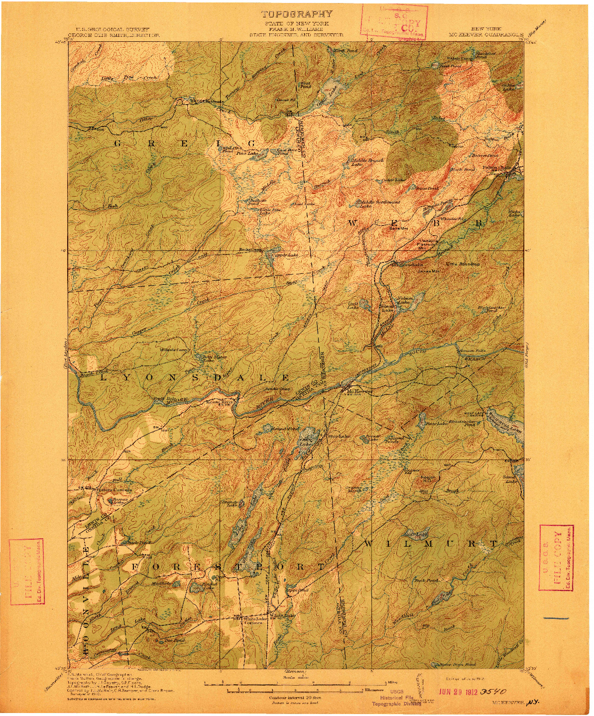 USGS 1:62500-SCALE QUADRANGLE FOR MC KEEVER, NY 1912