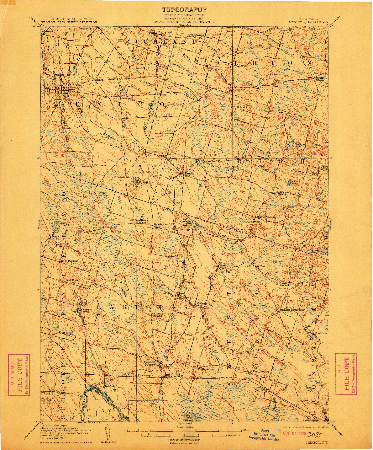USGS 1:62500-SCALE QUADRANGLE FOR MEXICO, NY 1905