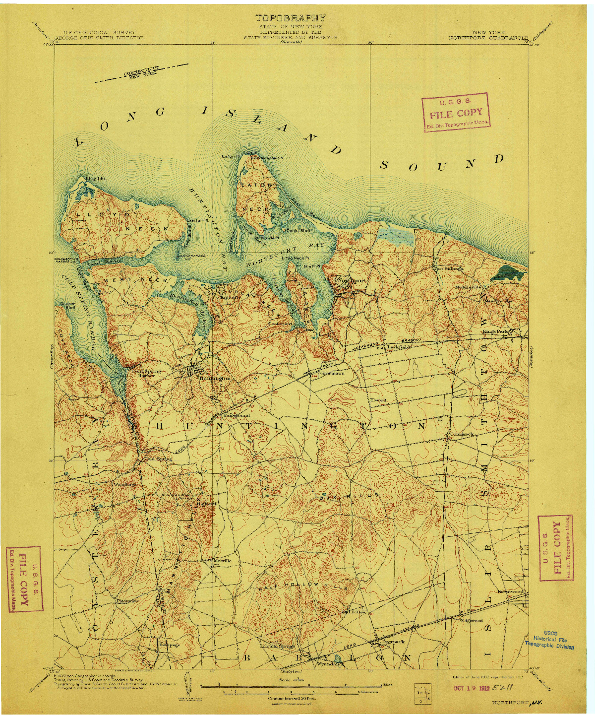 USGS 1:62500-SCALE QUADRANGLE FOR NORTHPORT, NY 1903