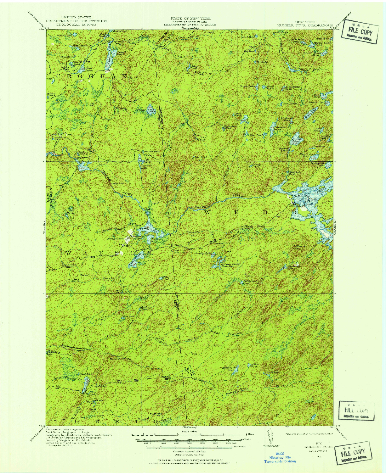 USGS 1:62500-SCALE QUADRANGLE FOR NUMBER FOUR, NY 1912