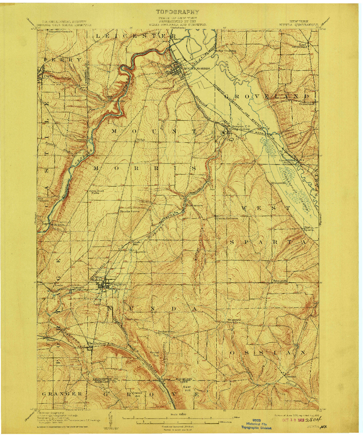 USGS 1:62500-SCALE QUADRANGLE FOR NUNDA, NY 1905