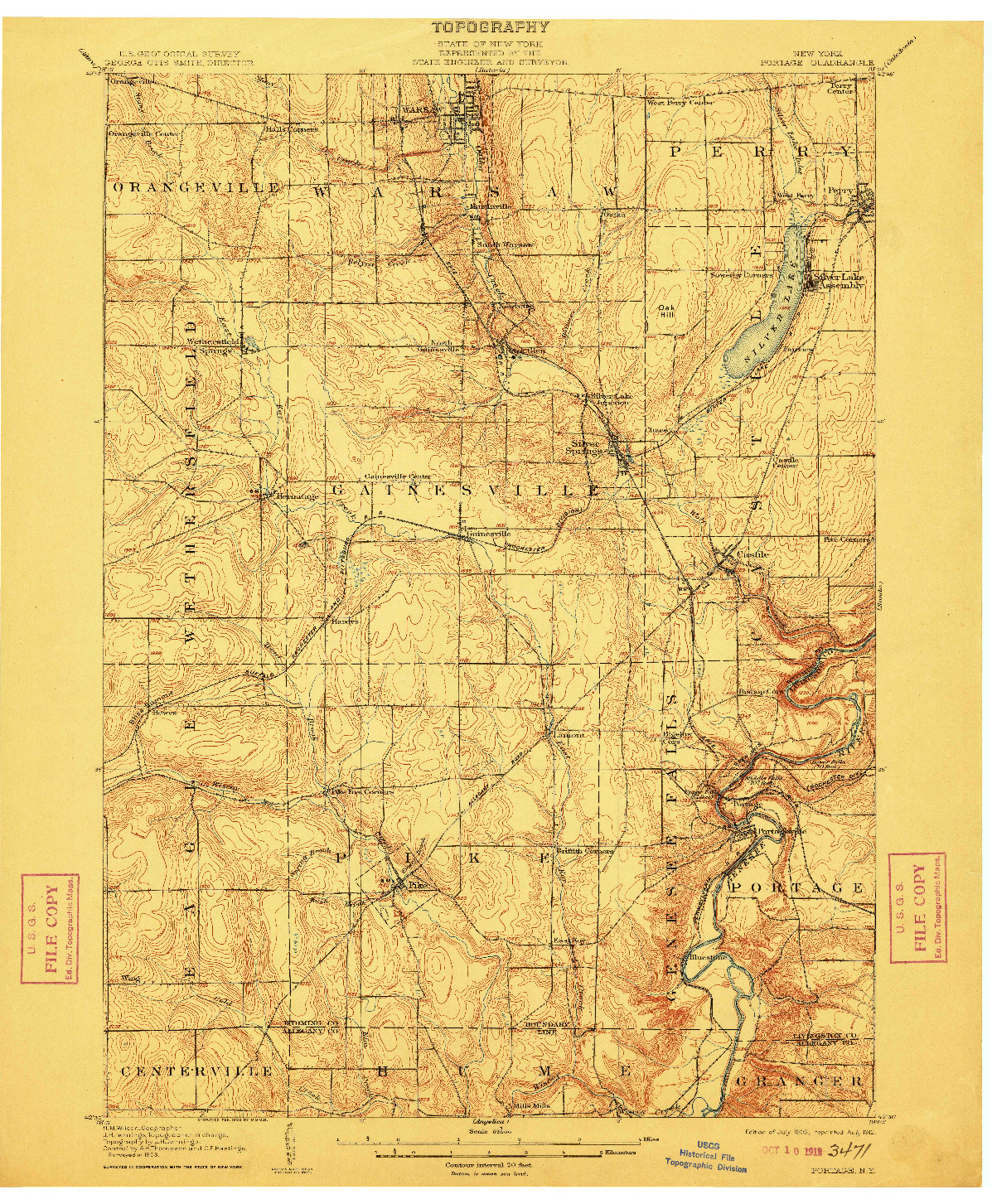 USGS 1:62500-SCALE QUADRANGLE FOR PORTAGE, NY 1905