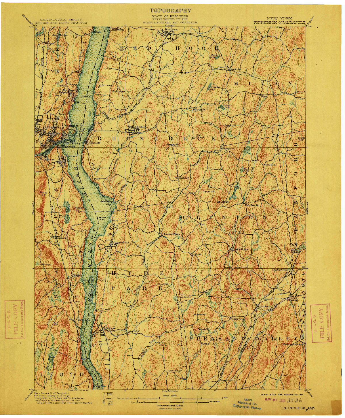 USGS 1:62500-SCALE QUADRANGLE FOR RHINEBECK, NY 1898