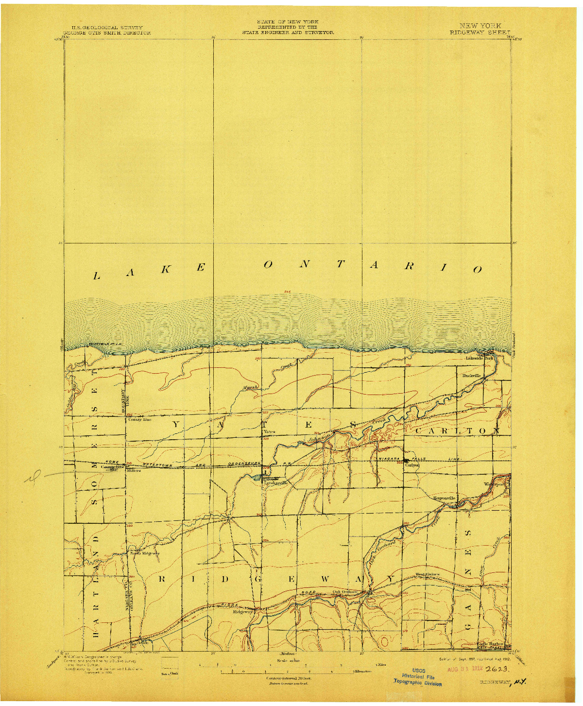 USGS 1:62500-SCALE QUADRANGLE FOR RIDGEWAY, NY 1897