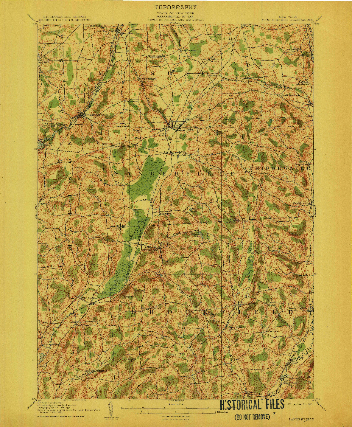 USGS 1:62500-SCALE QUADRANGLE FOR SANGERFIELD, NY 1907