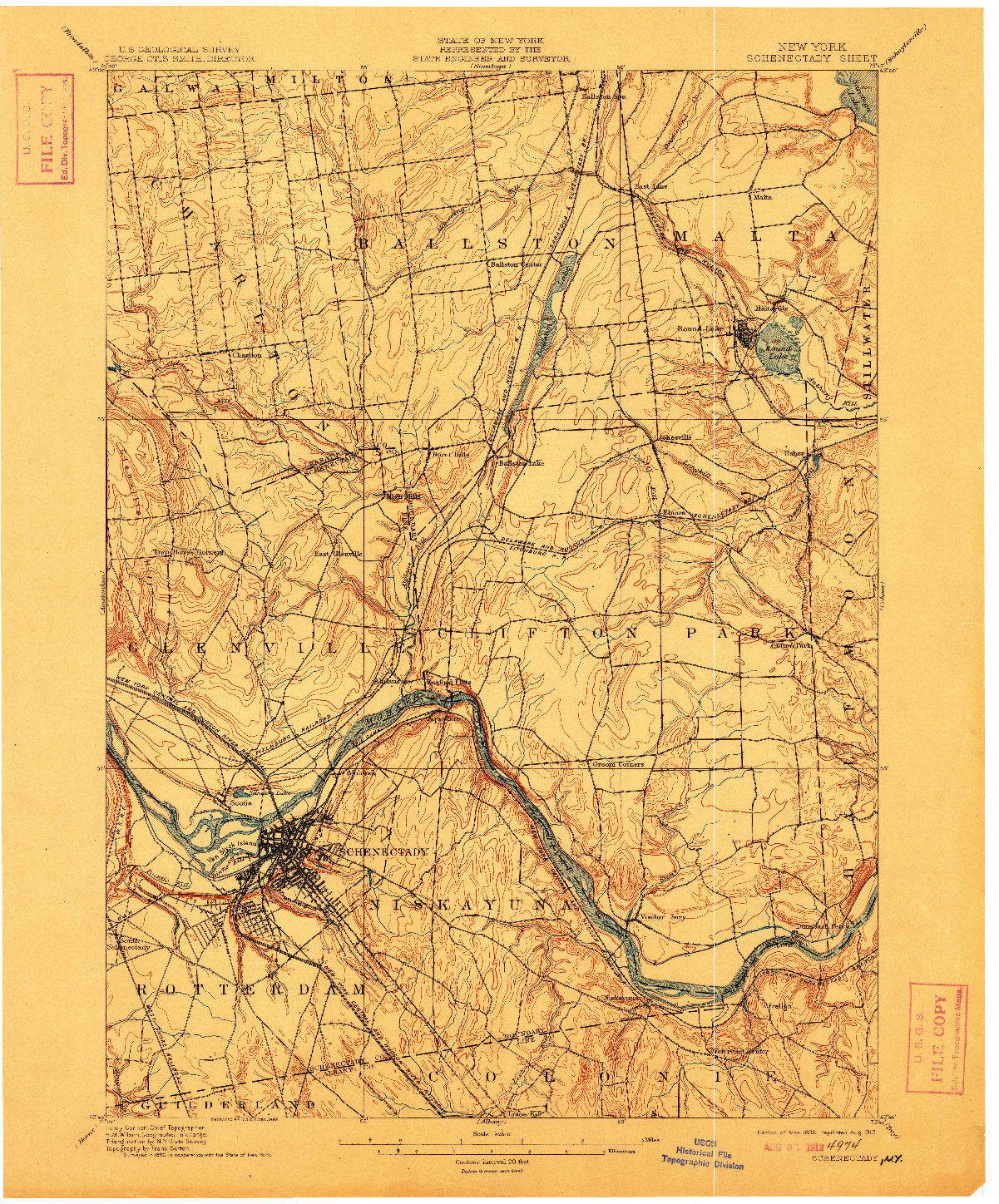 USGS 1:62500-SCALE QUADRANGLE FOR SCHENECTADY, NY 1898