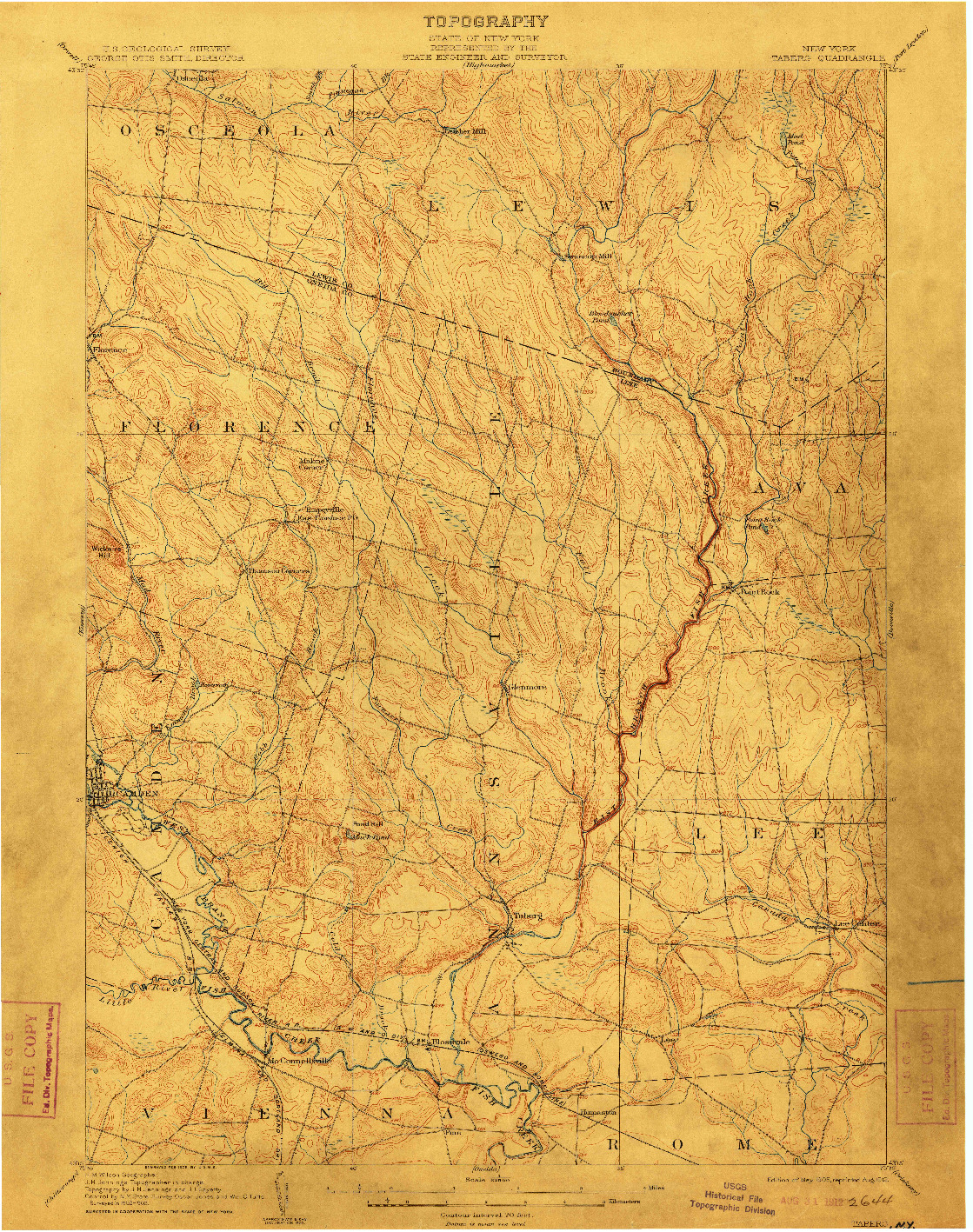 USGS 1:62500-SCALE QUADRANGLE FOR TABERG, NY 1905
