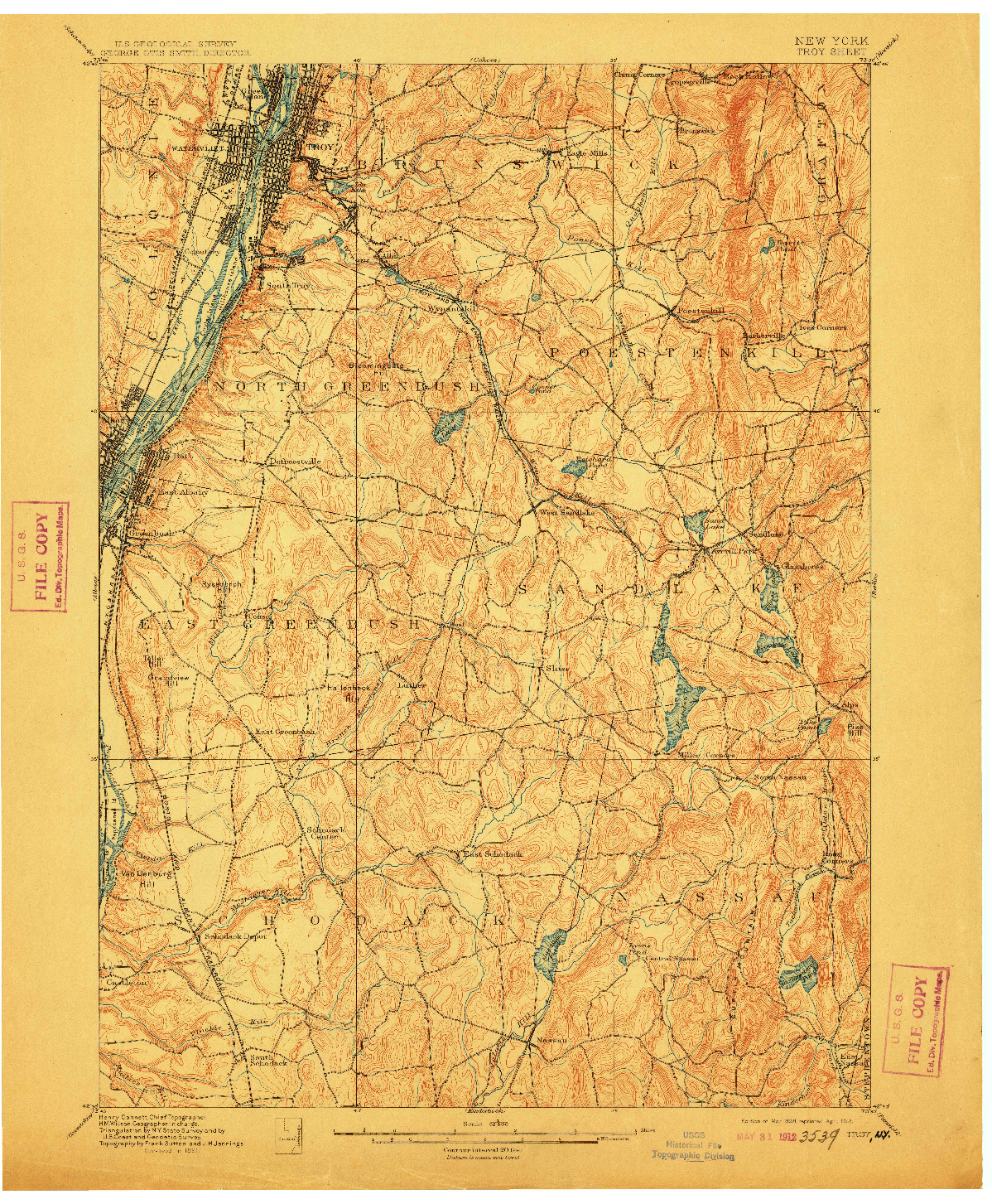 USGS 1:62500-SCALE QUADRANGLE FOR TROY, NY 1898