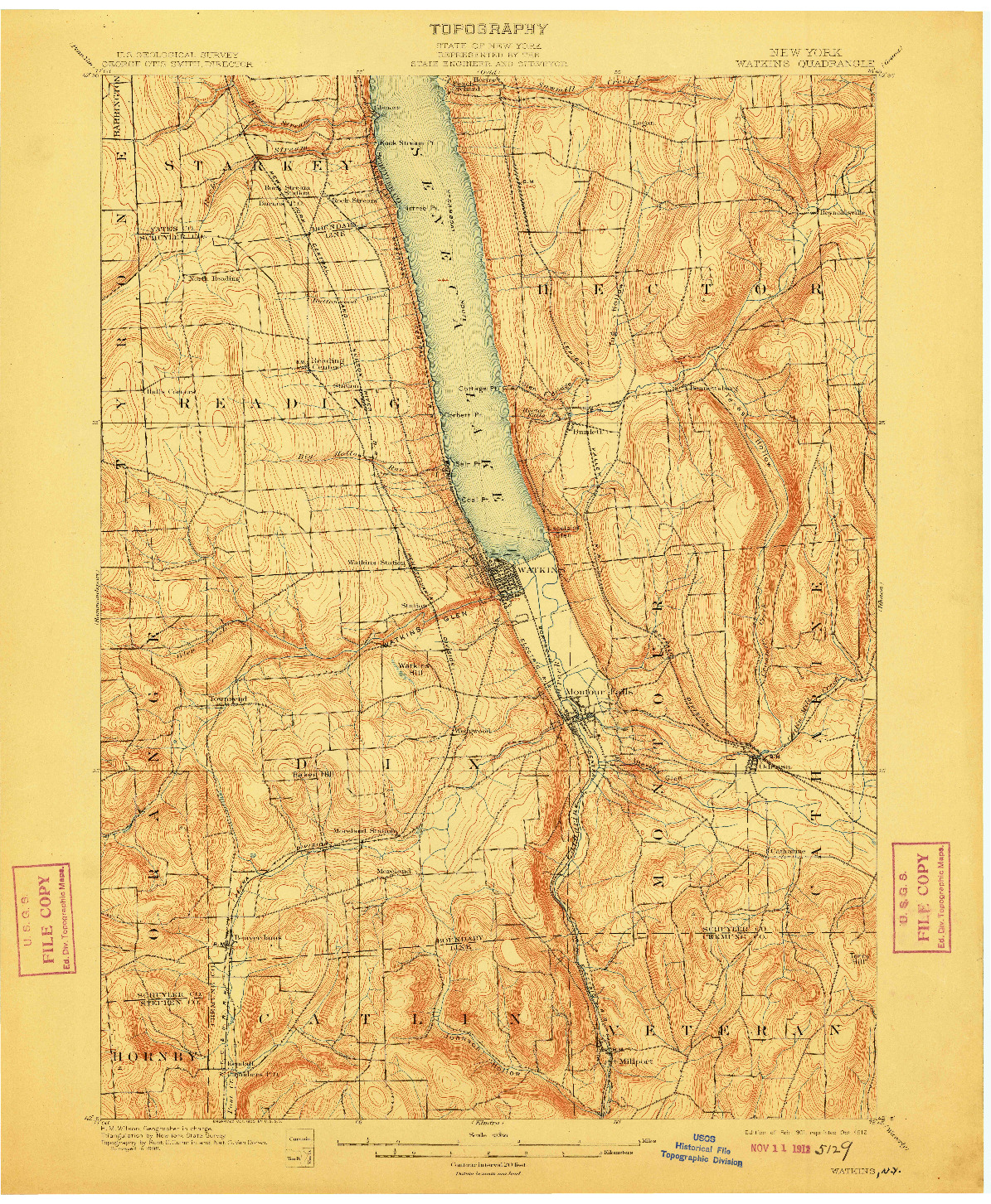 USGS 1:62500-SCALE QUADRANGLE FOR WATKINS, NY 1901