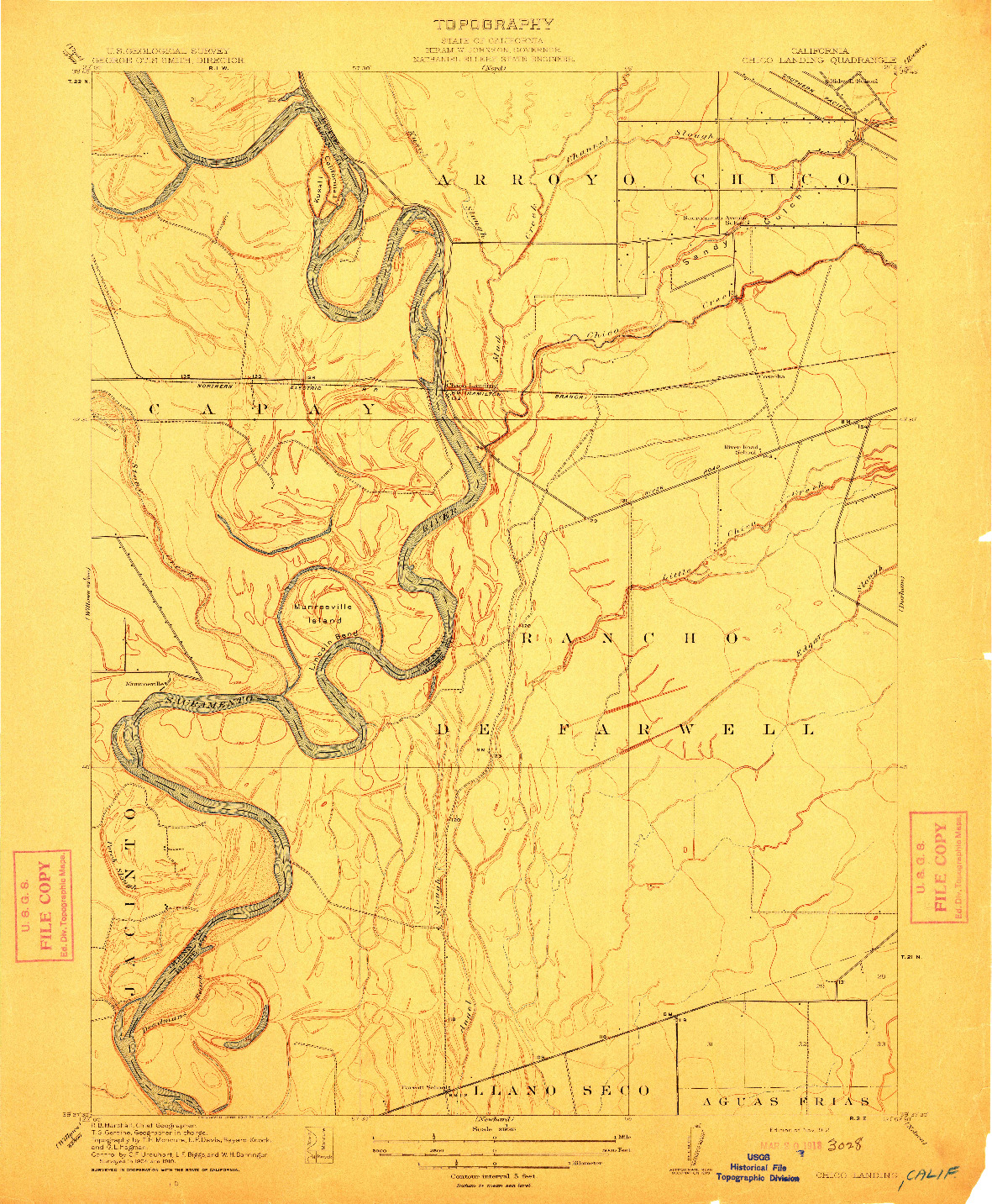 USGS 1:31680-SCALE QUADRANGLE FOR CHICO LANDING, CA 1912