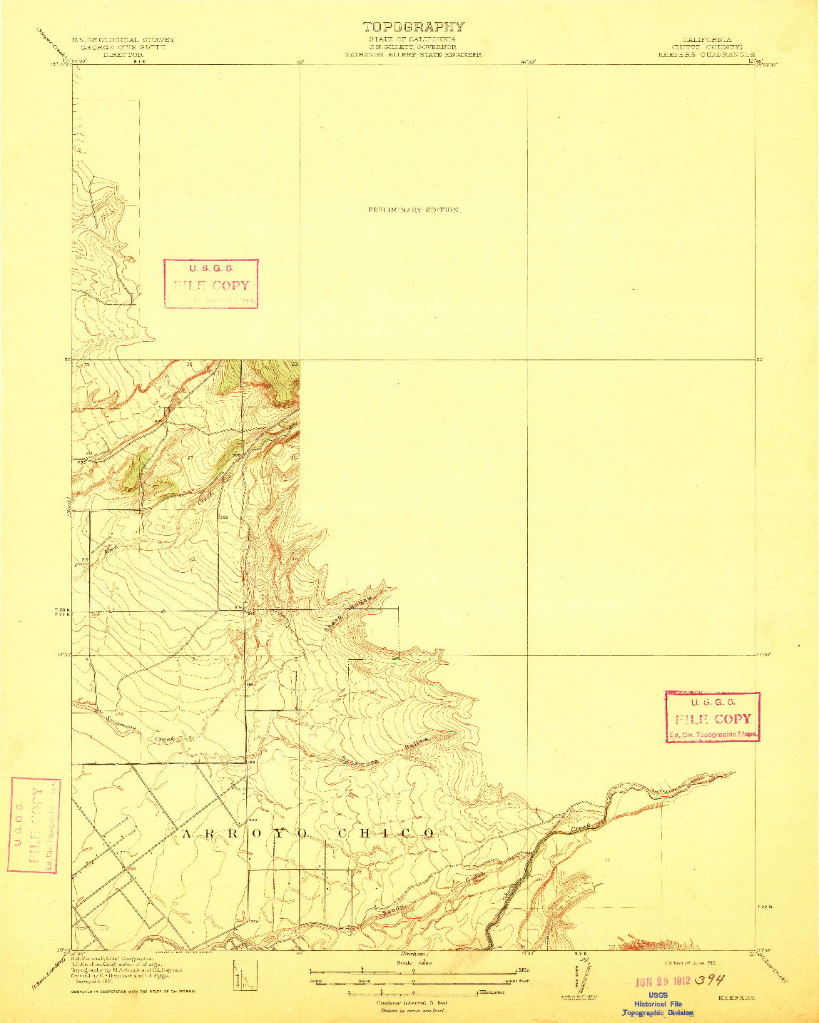 USGS 1:31680-SCALE QUADRANGLE FOR KEEFERS, CA 1912