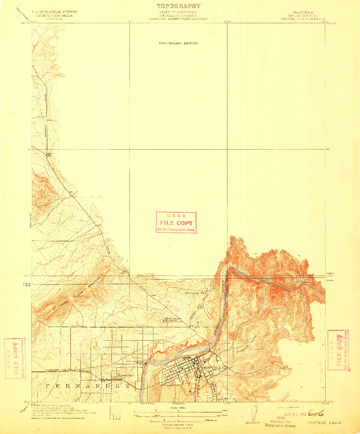 USGS 1:31680-SCALE QUADRANGLE FOR OROVILLE, CA 1912