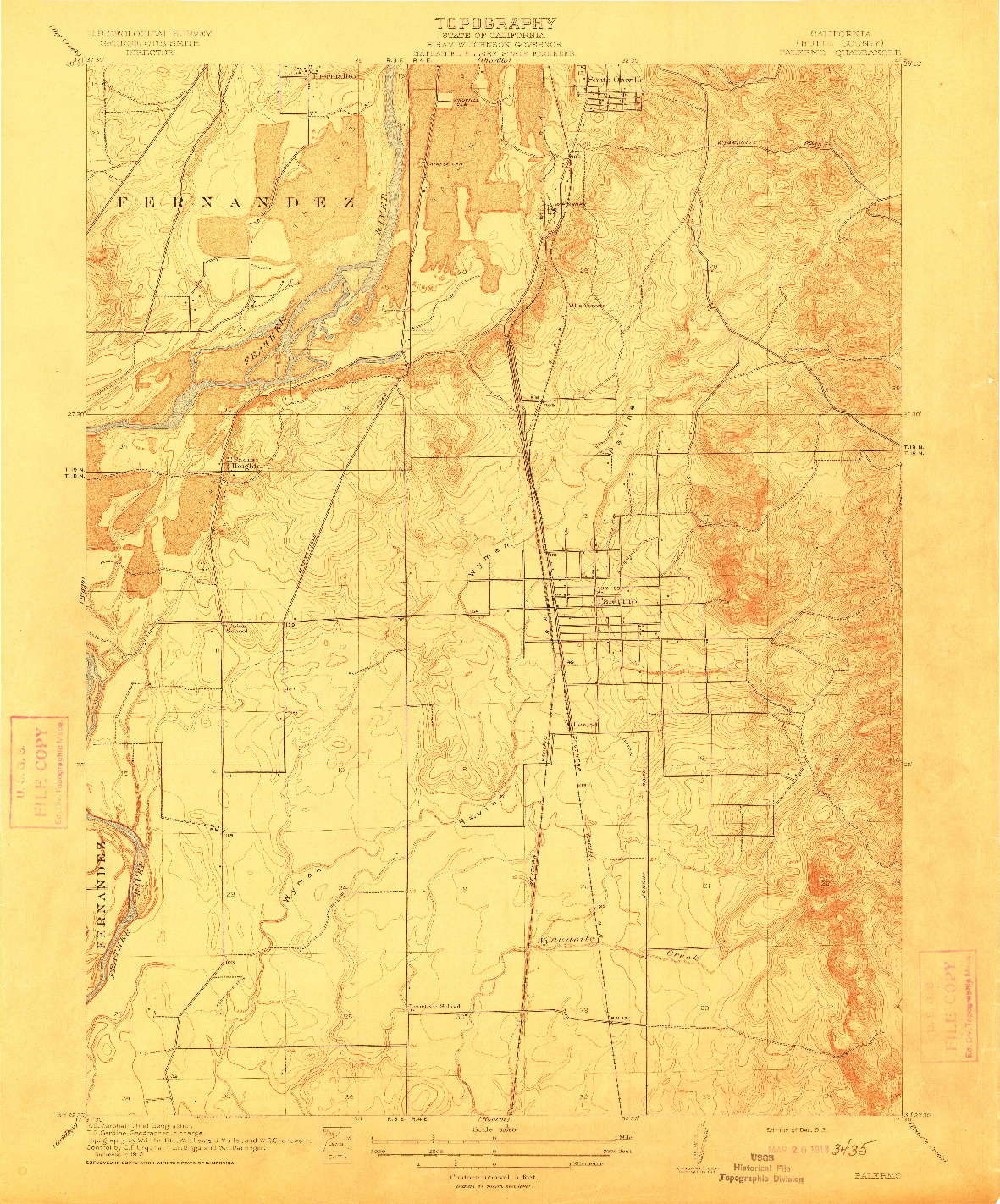 USGS 1:31680-SCALE QUADRANGLE FOR PALERMO, CA 1912