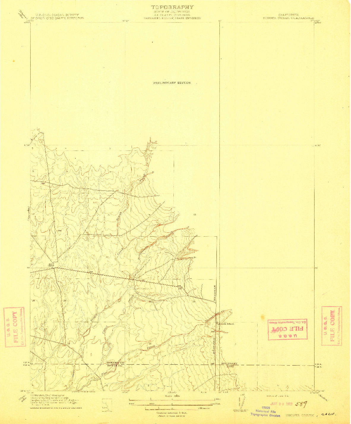 USGS 1:31680-SCALE QUADRANGLE FOR SINGER CREEK, CA 1912