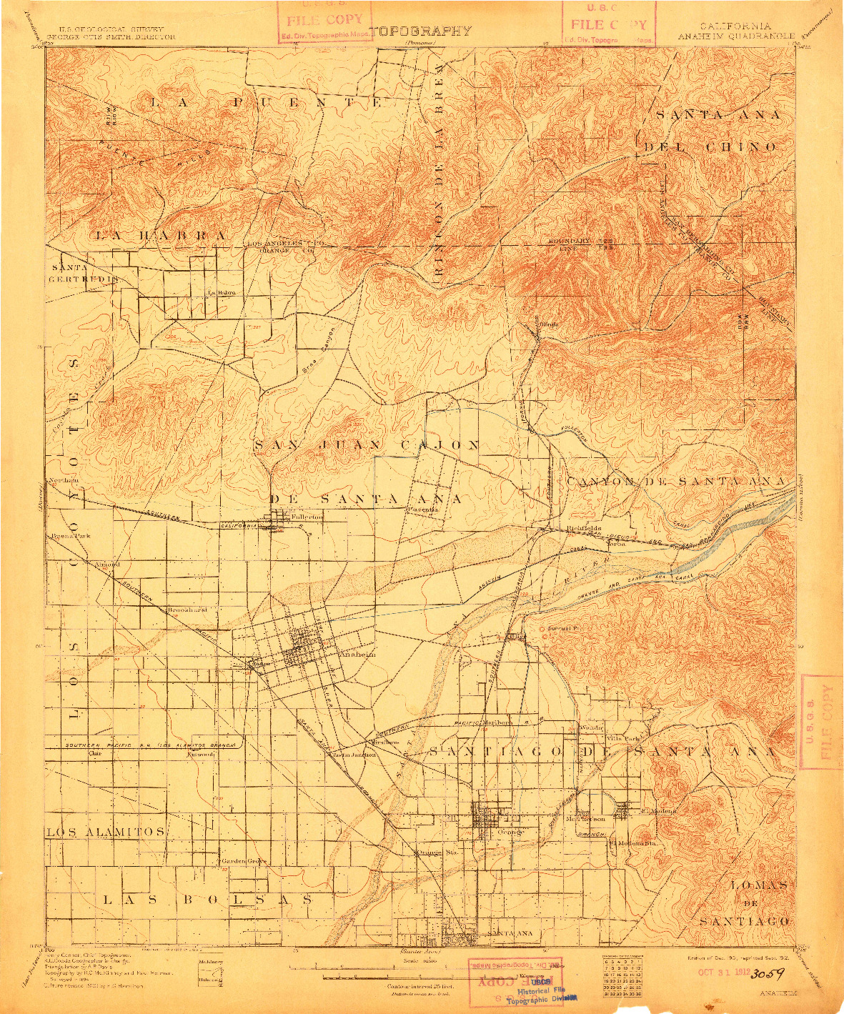 USGS 1:62500-SCALE QUADRANGLE FOR ANAHEIM, CA 1901