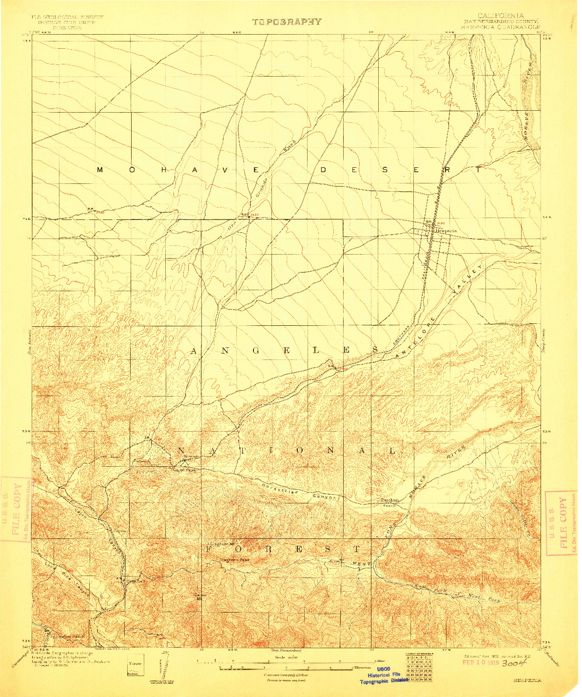USGS 1:62500-SCALE QUADRANGLE FOR HESPERIA, CA 1902