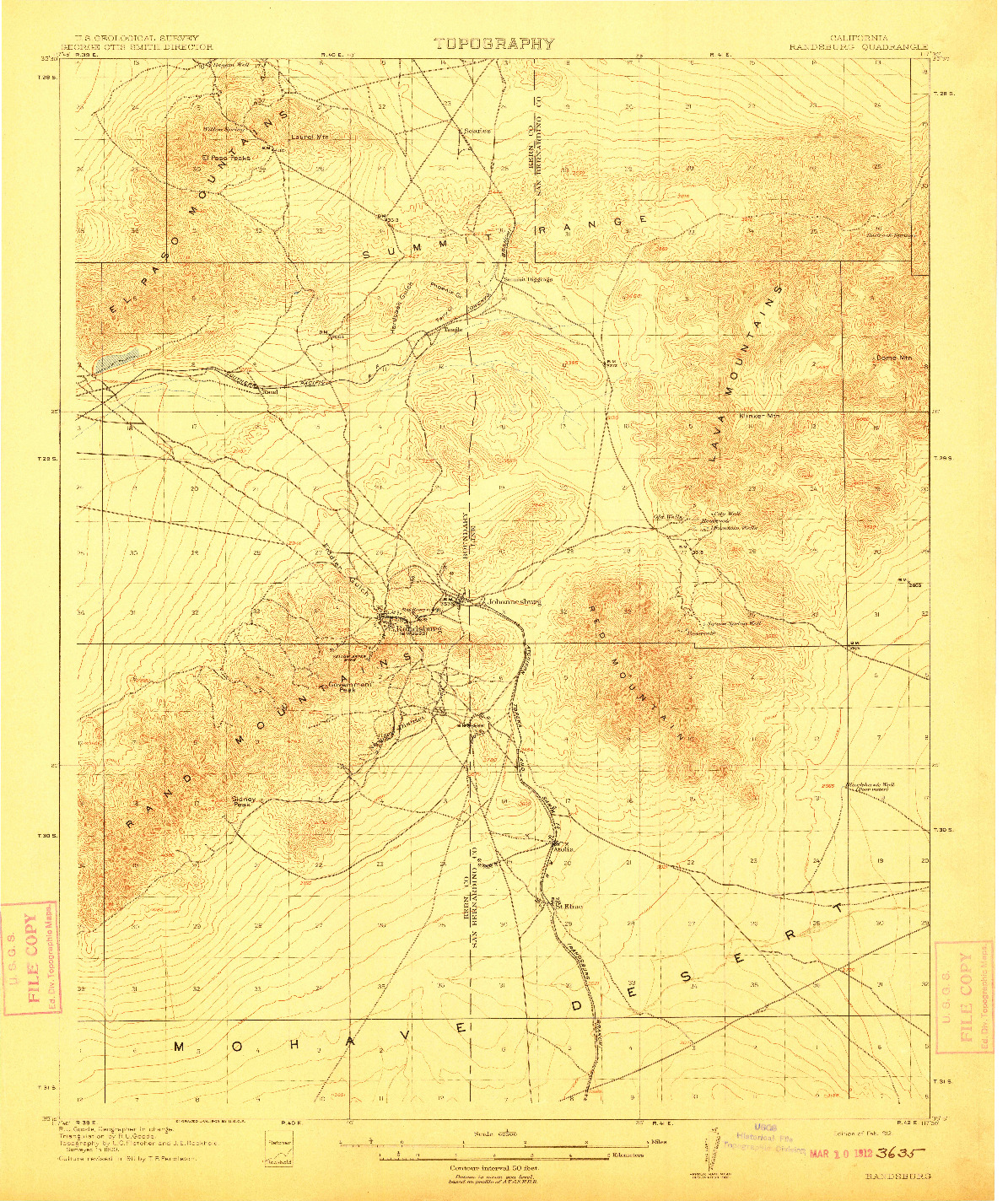 USGS 1:62500-SCALE QUADRANGLE FOR RANDSBURG, CA 1912
