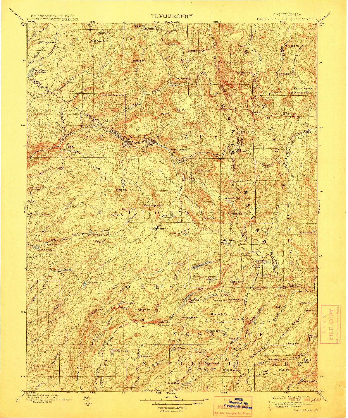 USGS 1:125000-SCALE QUADRANGLE FOR DARDANELLES, CA 1898