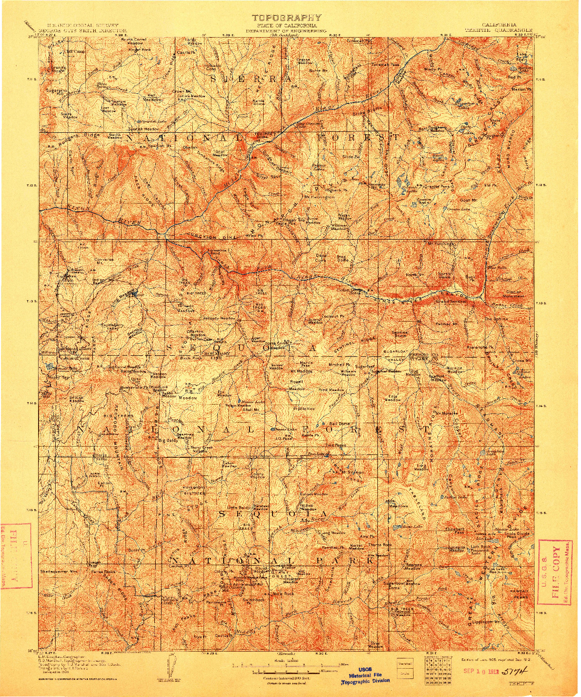 USGS 1:125000-SCALE QUADRANGLE FOR TEHIPITE, CA 1905