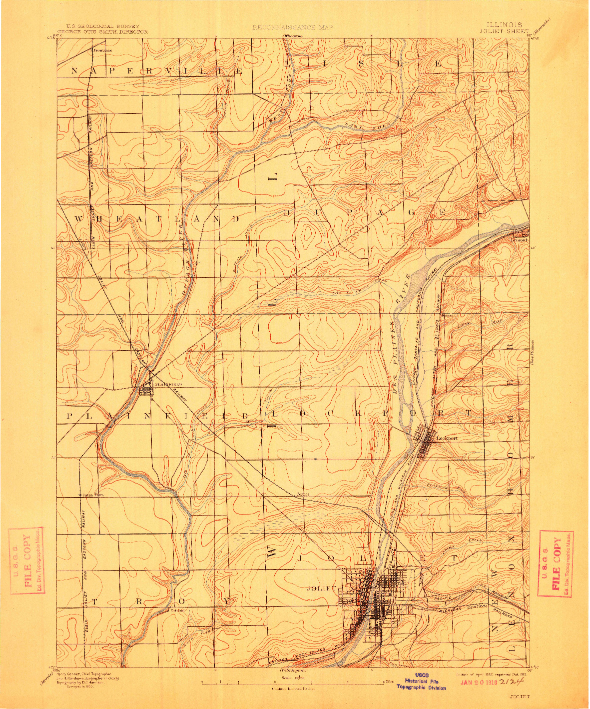 USGS 1:62500-SCALE QUADRANGLE FOR JOLIET, IL 1892