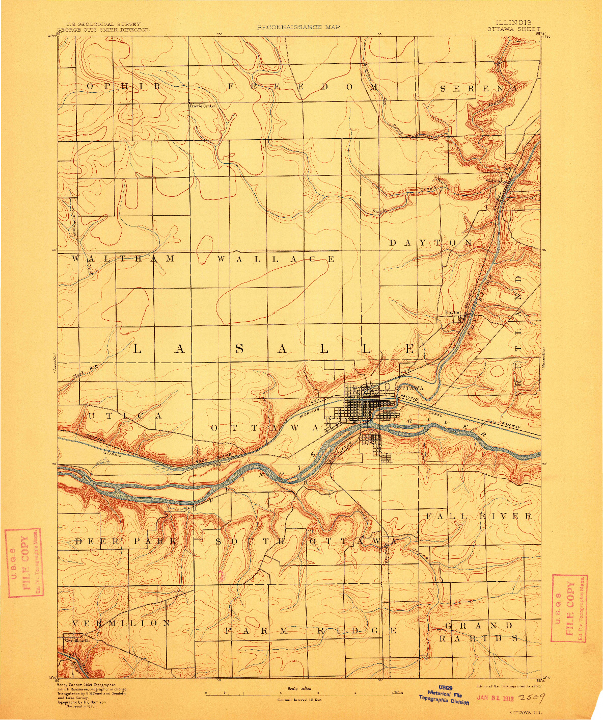 USGS 1:62500-SCALE QUADRANGLE FOR OTTAWA, IL 1892