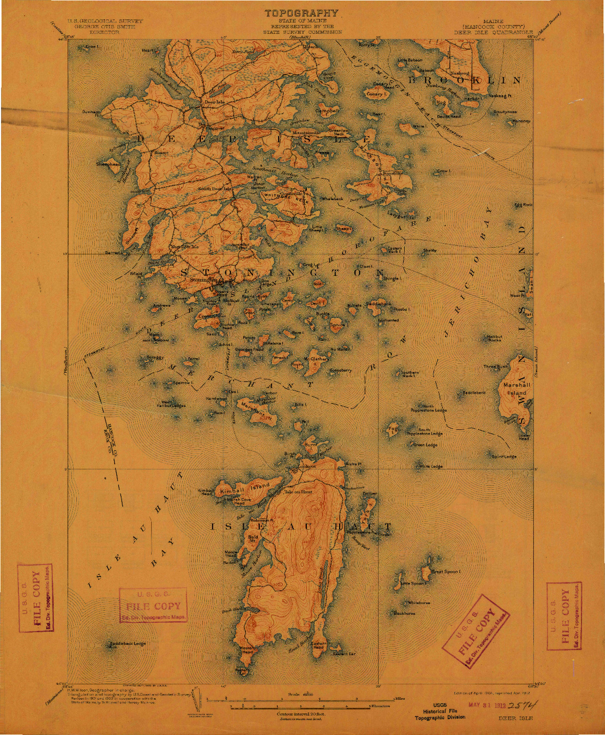 USGS 1:62500-SCALE QUADRANGLE FOR DEER ISLE, ME 1904