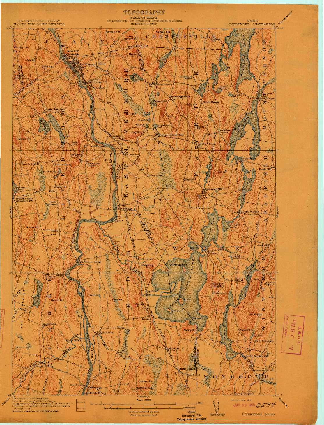 USGS 1:62500-SCALE QUADRANGLE FOR LIVERMORE, ME 1912