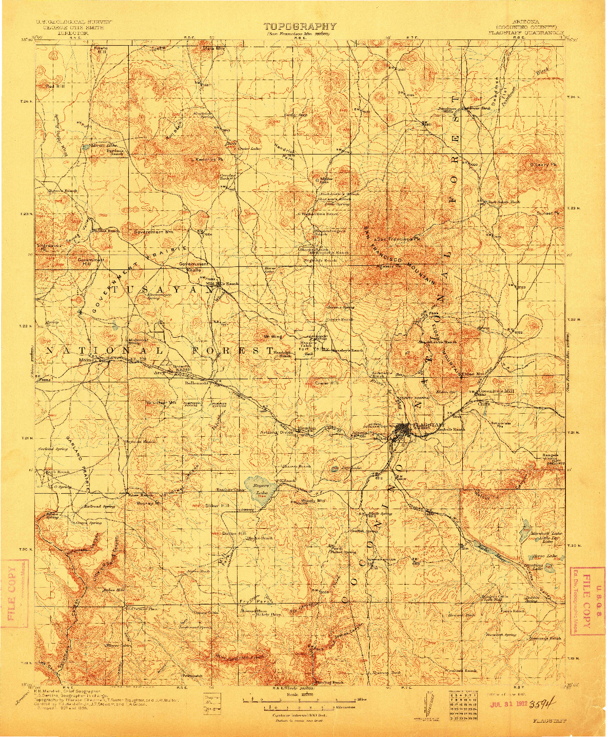 USGS 1:125000-SCALE QUADRANGLE FOR FLAGSTAFF, AZ 1912