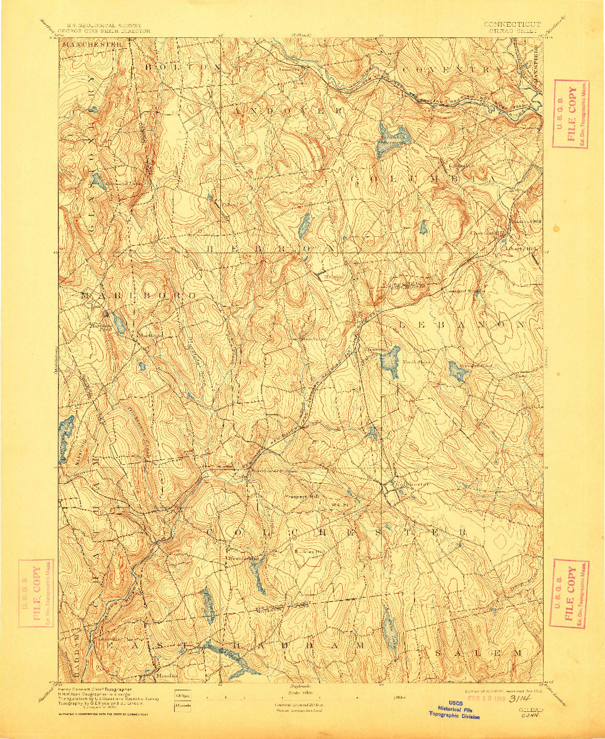 USGS 1:62500-SCALE QUADRANGLE FOR GILEAD, CT 1892