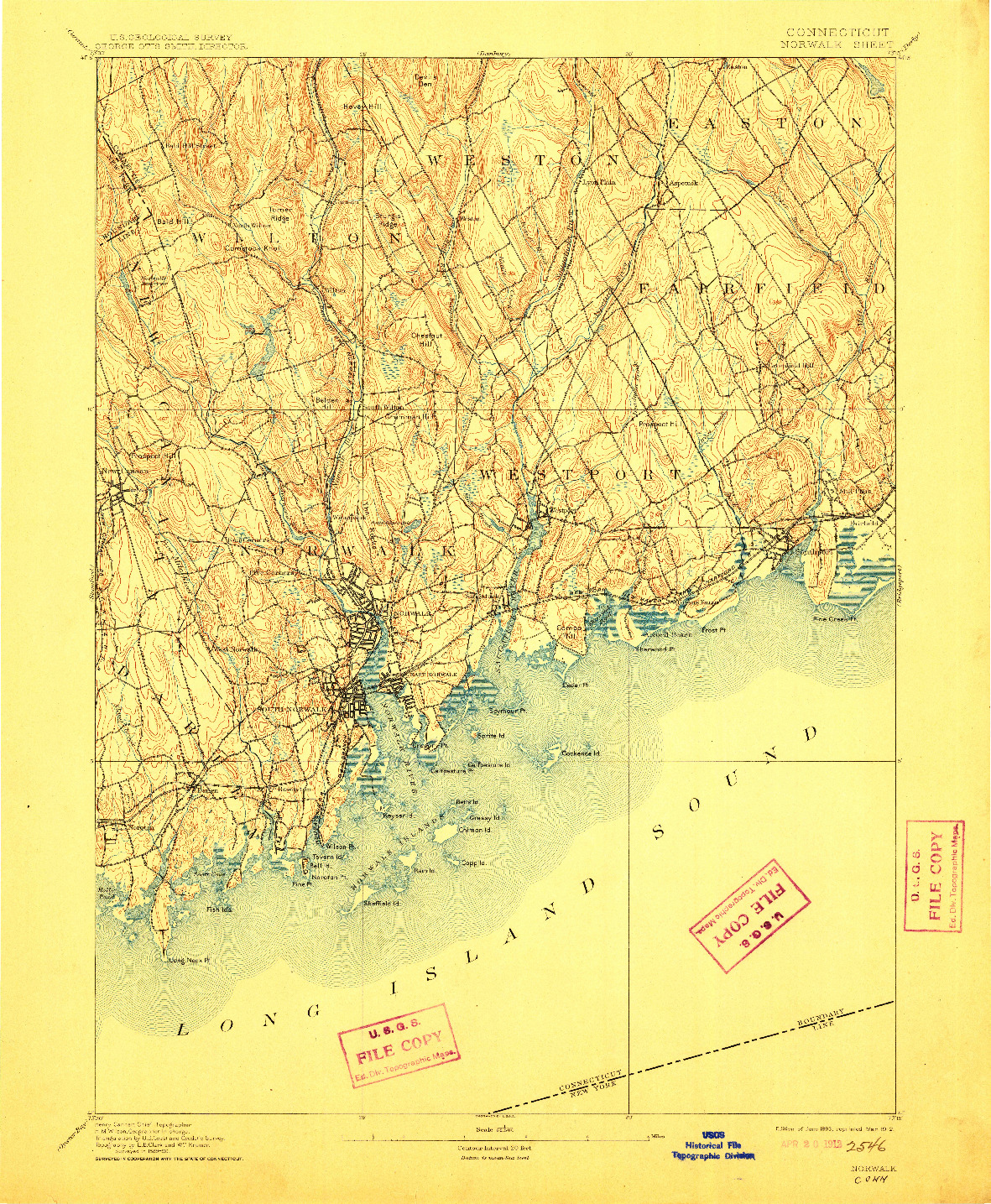 USGS 1:62500-SCALE QUADRANGLE FOR NORWALK, CT 1893